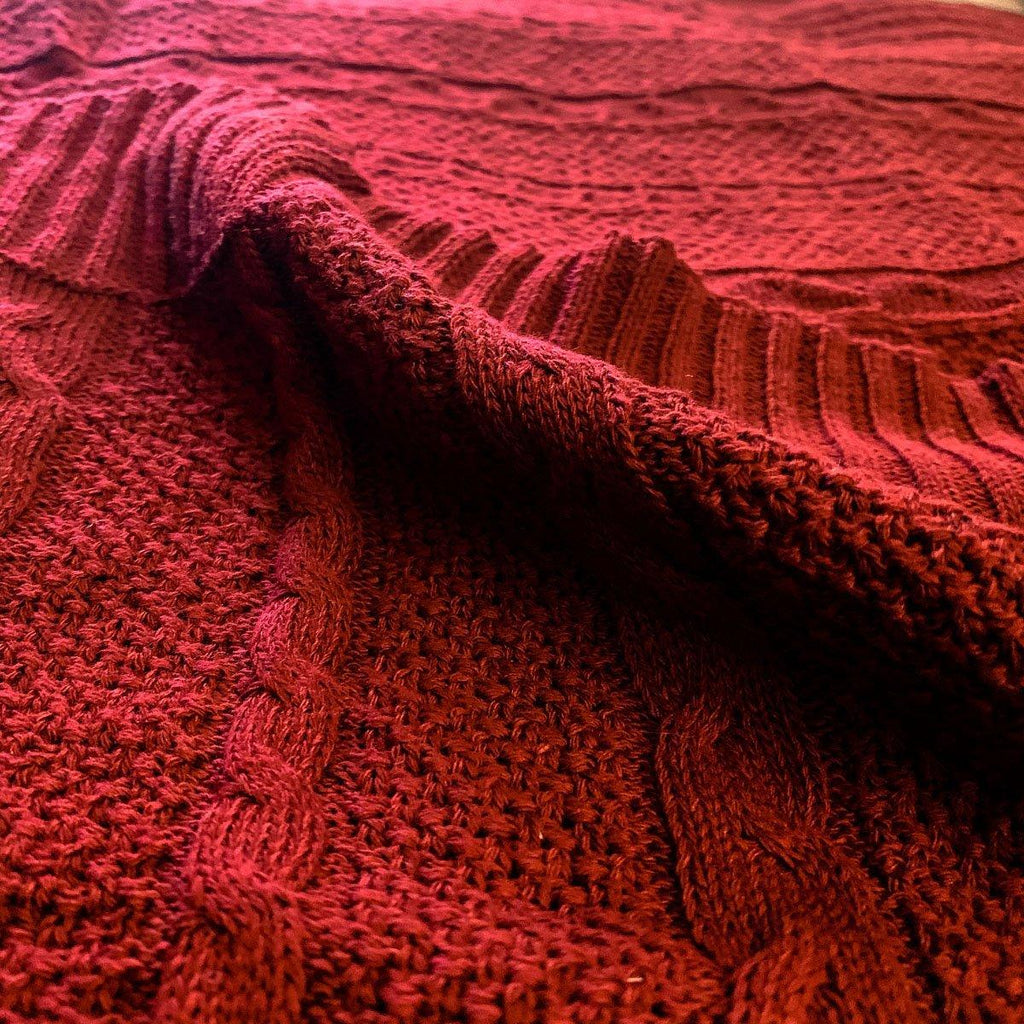 Claret Knit Sweater Throw