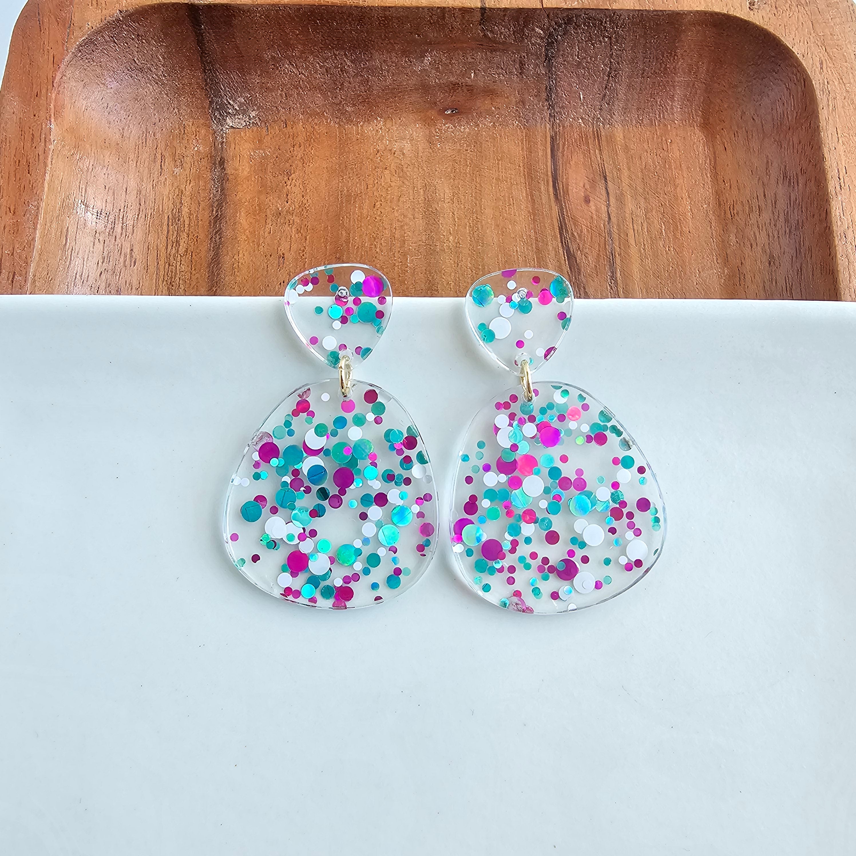 Penelope Earrings - Blue Violet Confetti