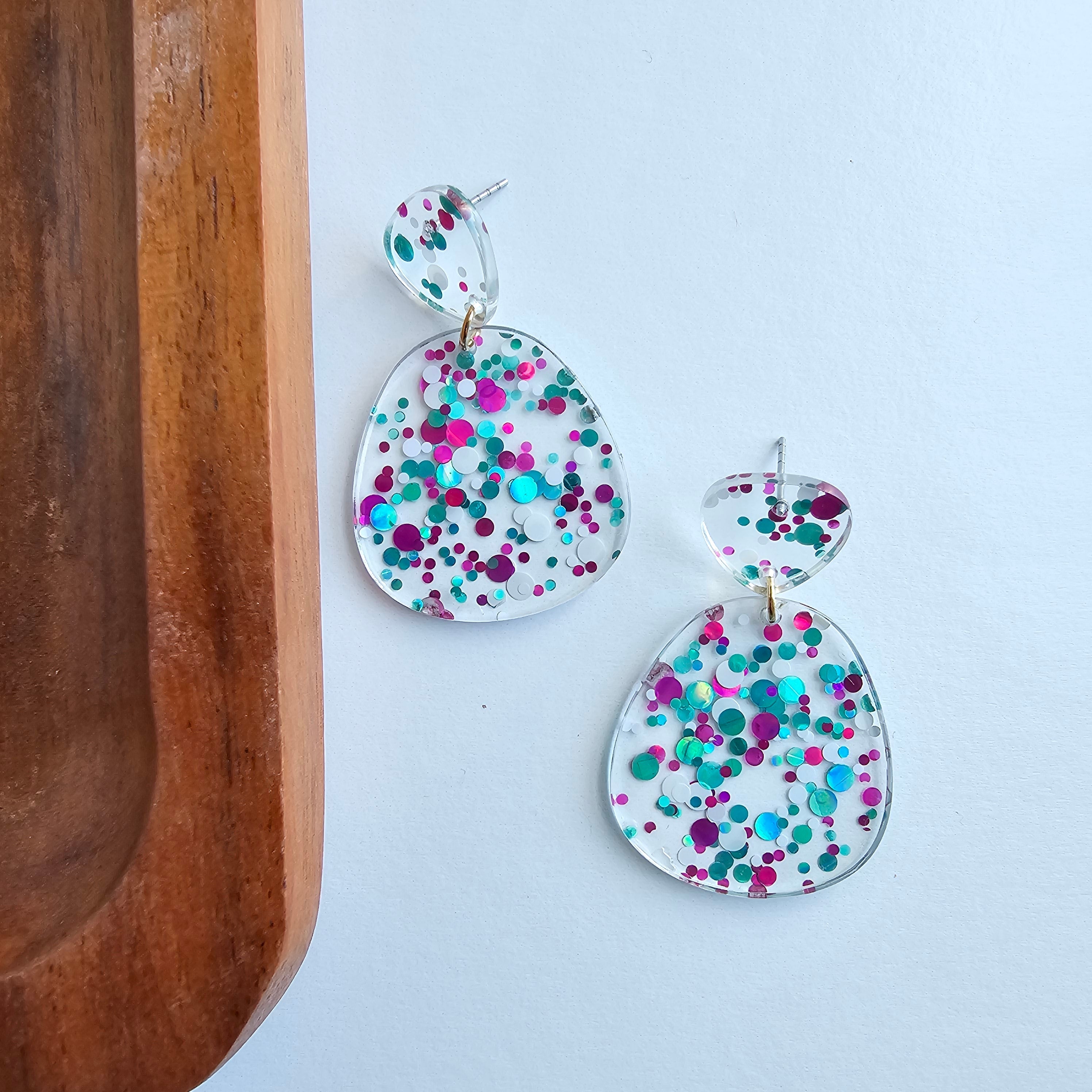 Penelope Earrings - Blue Violet Confetti