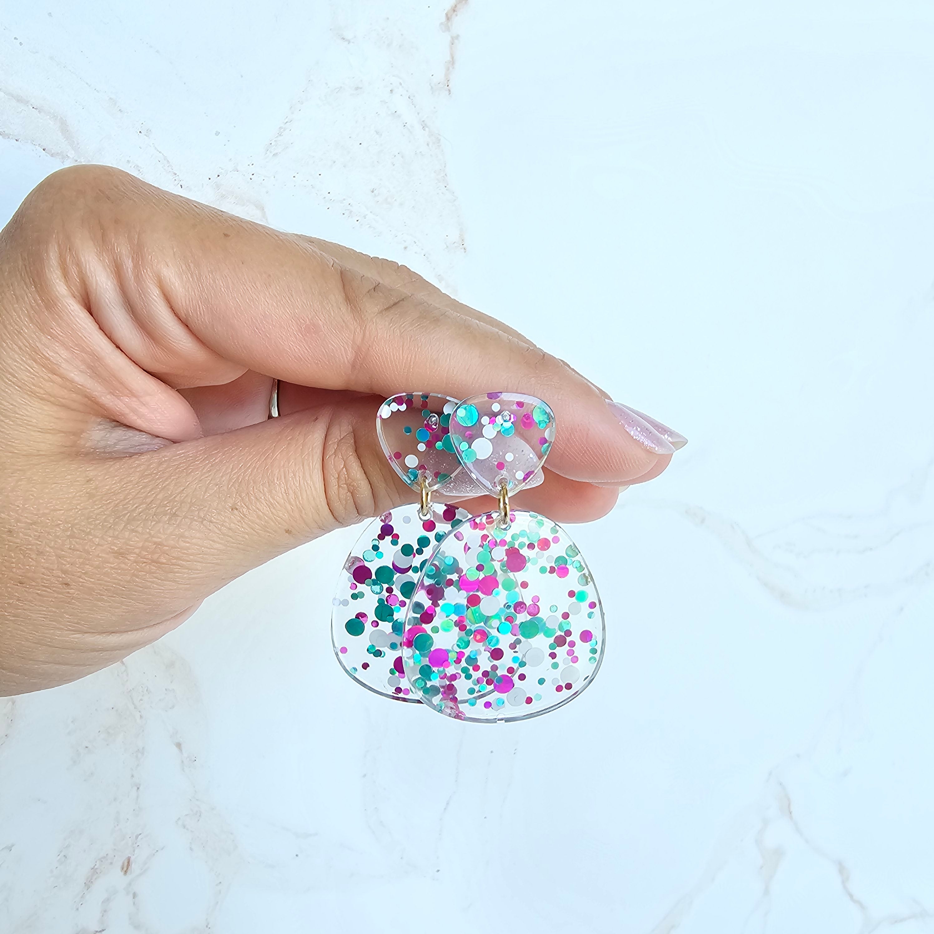 Penelope Earrings - Blue Violet Confetti