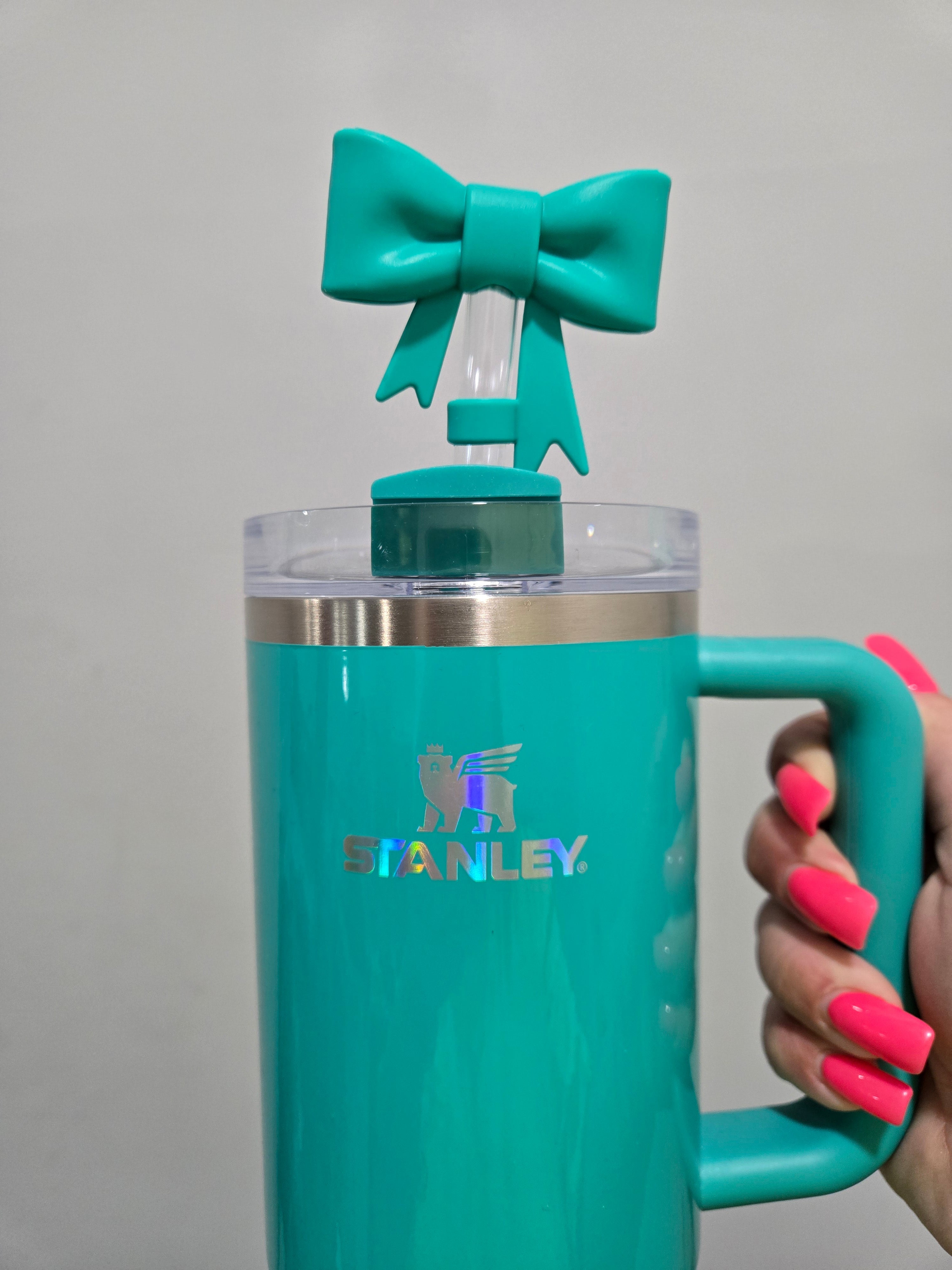 10MM Gumdrop Green Bow Strawtopper