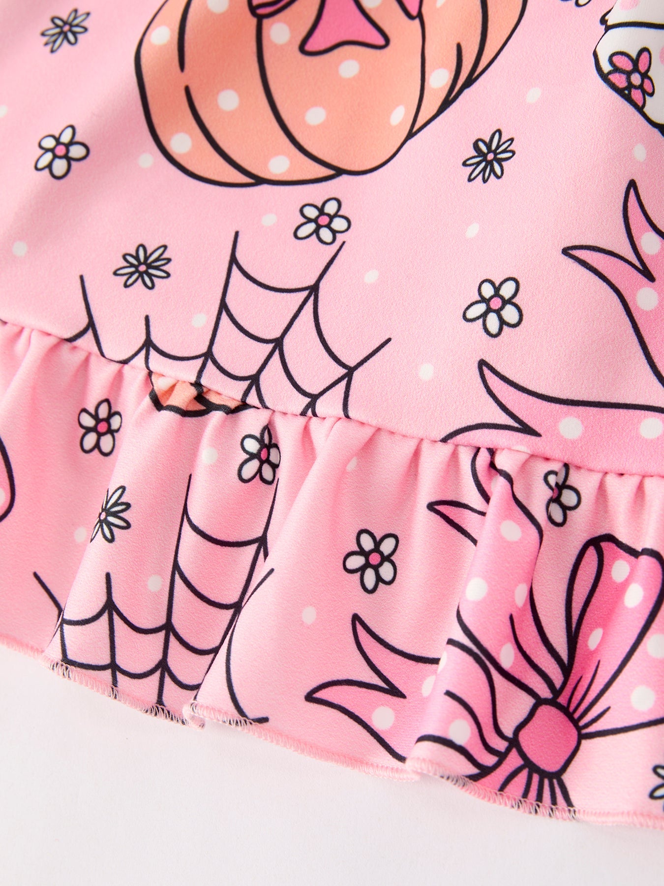 Halloween Ghost Pumpkin Print Ruffled Cuffs Long sleeve Dress