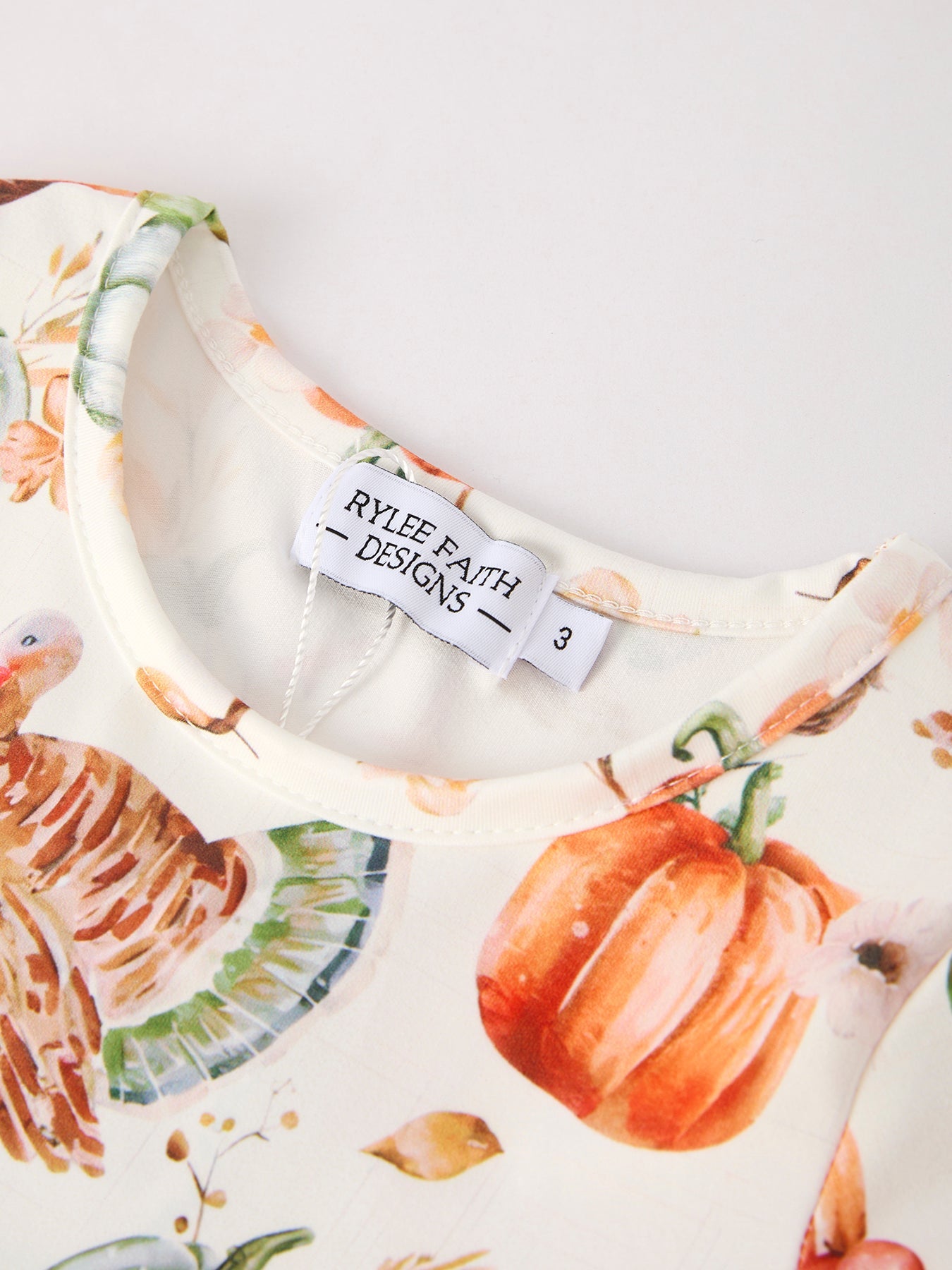 Thanksgiving Day Vintage Fall Pumpkin and Turkey Print Long Sleeve Dress