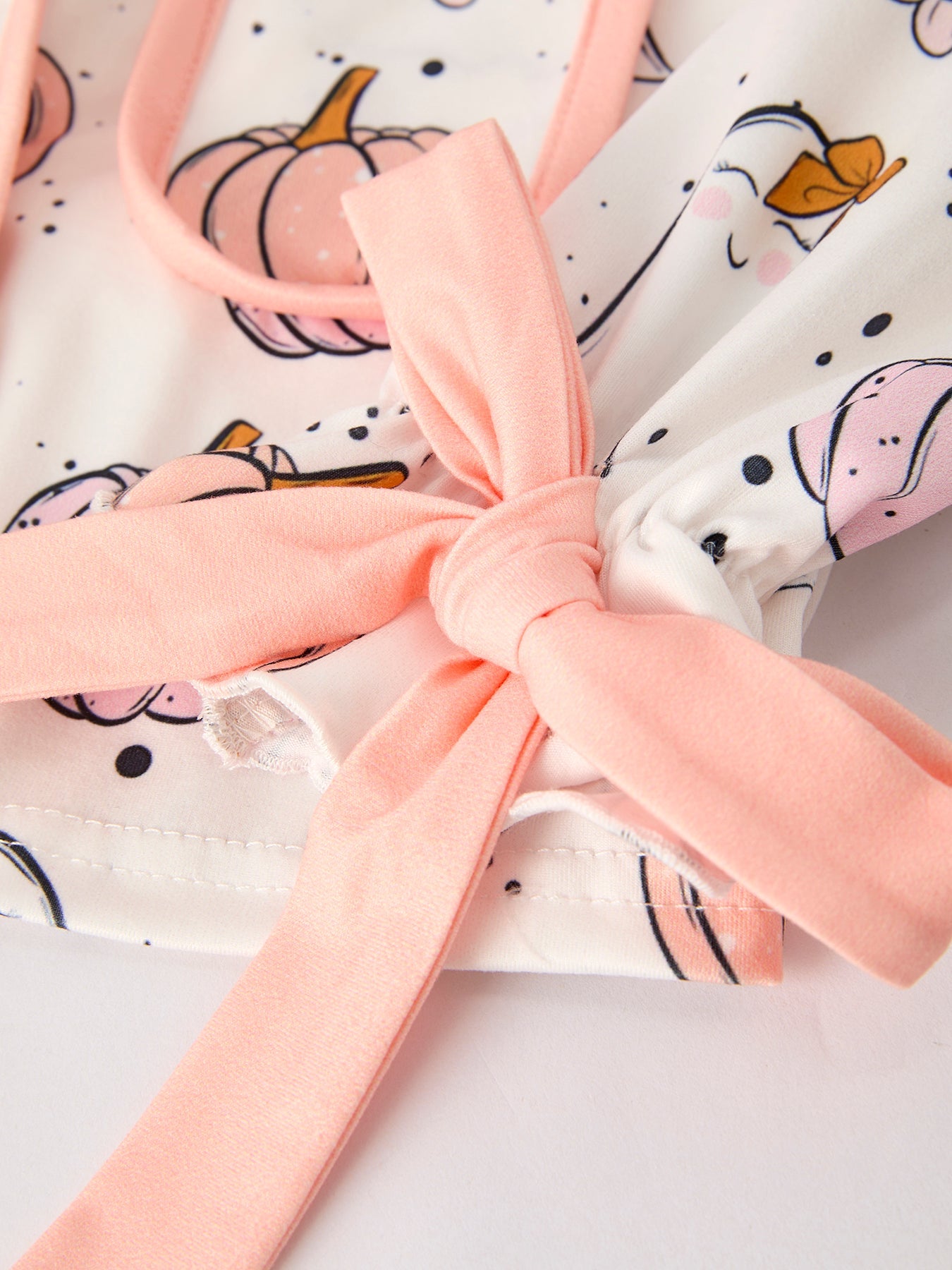 Halloween Ghost Pumpkin Print Girls Pajama Set