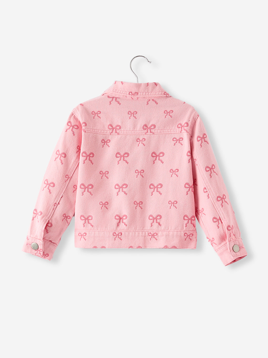 Pink Fall Girls Butterfly Print Denim Top