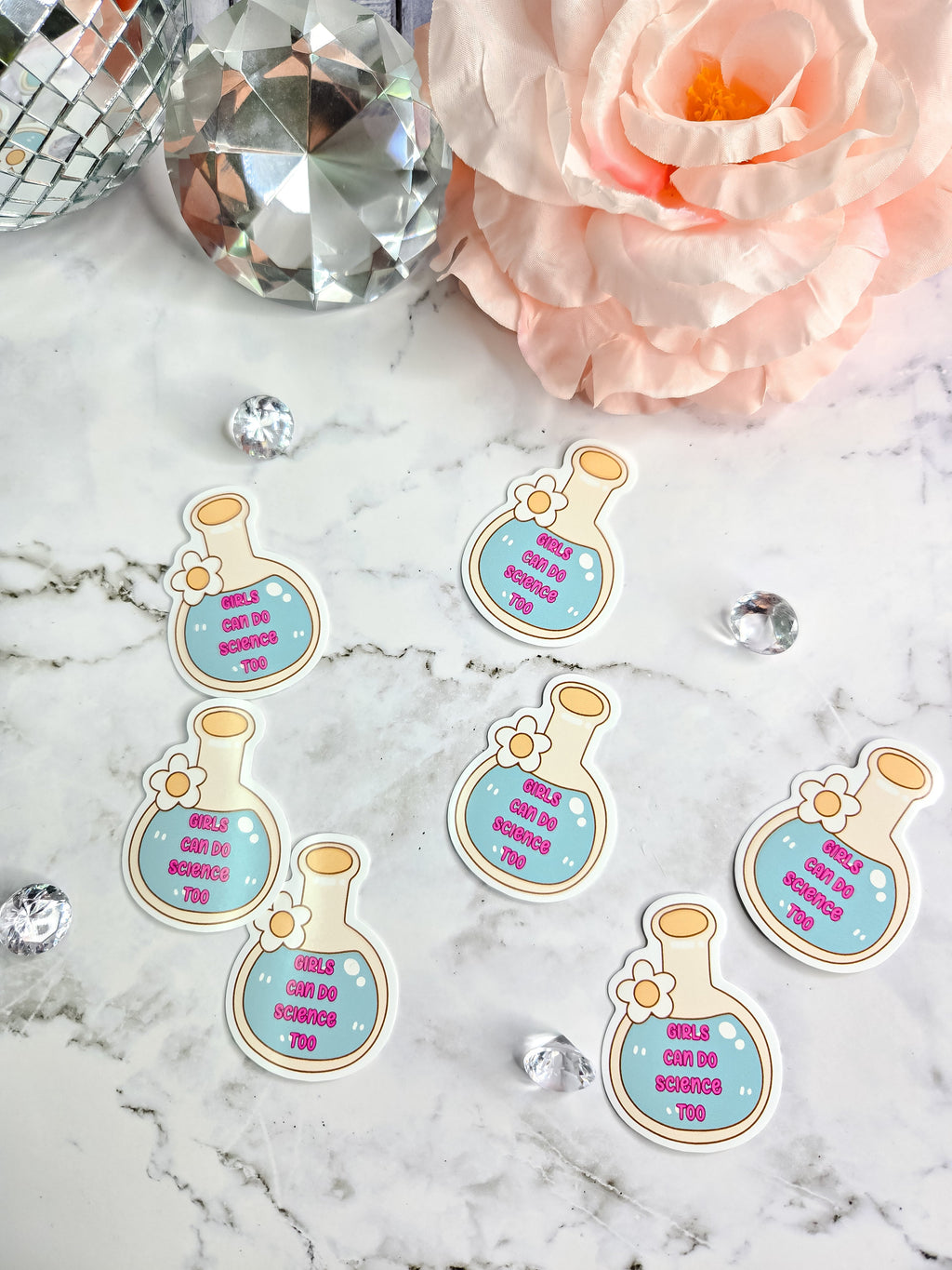 Girls can do science too sticker