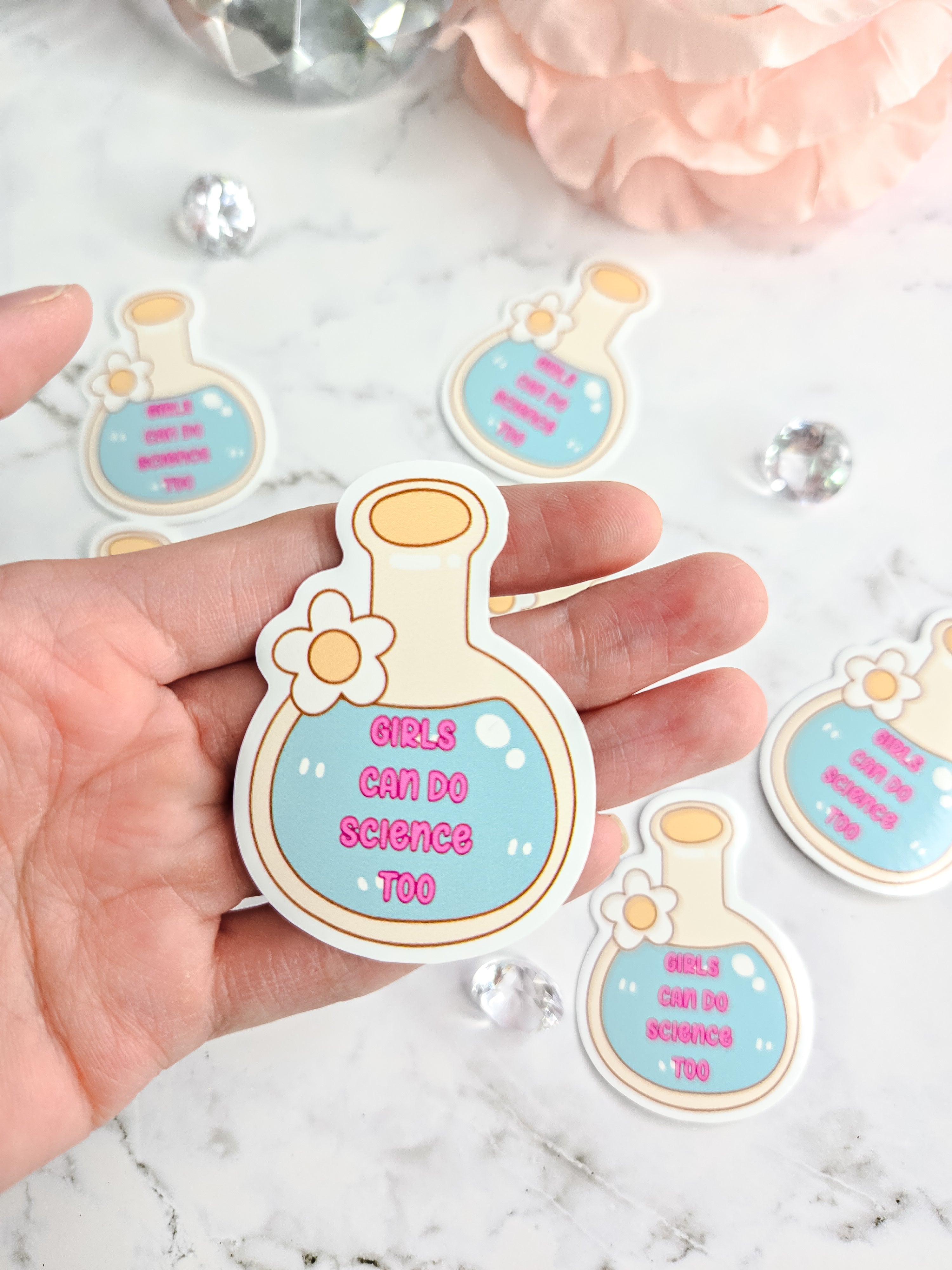 Girls can do science too sticker