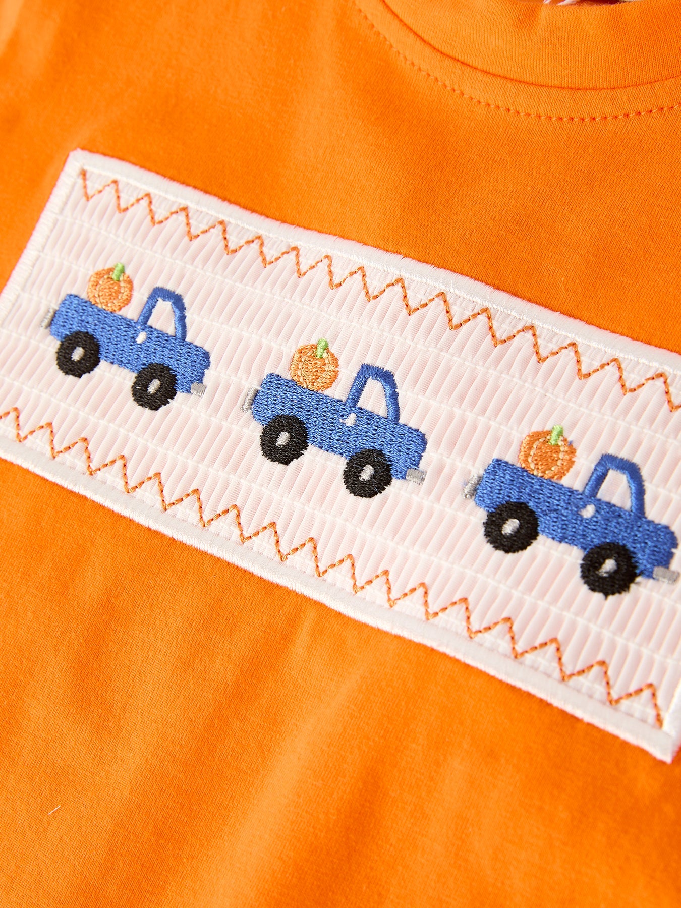 Fall Thanksgiving & Halloween Truck Smock Embroidery Baby Boy Set