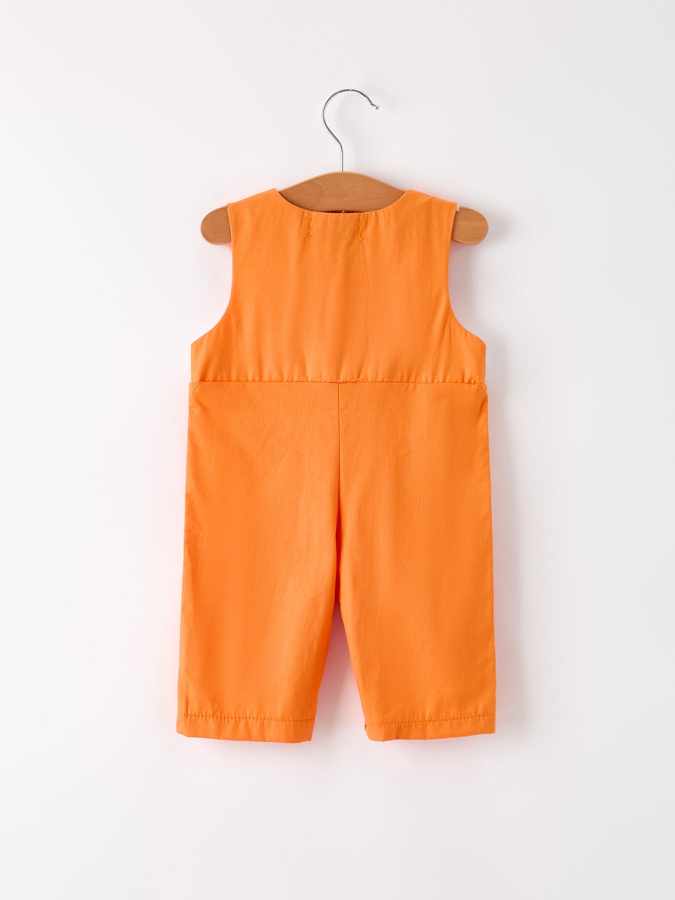 Fall Thanksgiving&Halloween Orange Pumpkin Smock Embroidery Baby Boy Romper