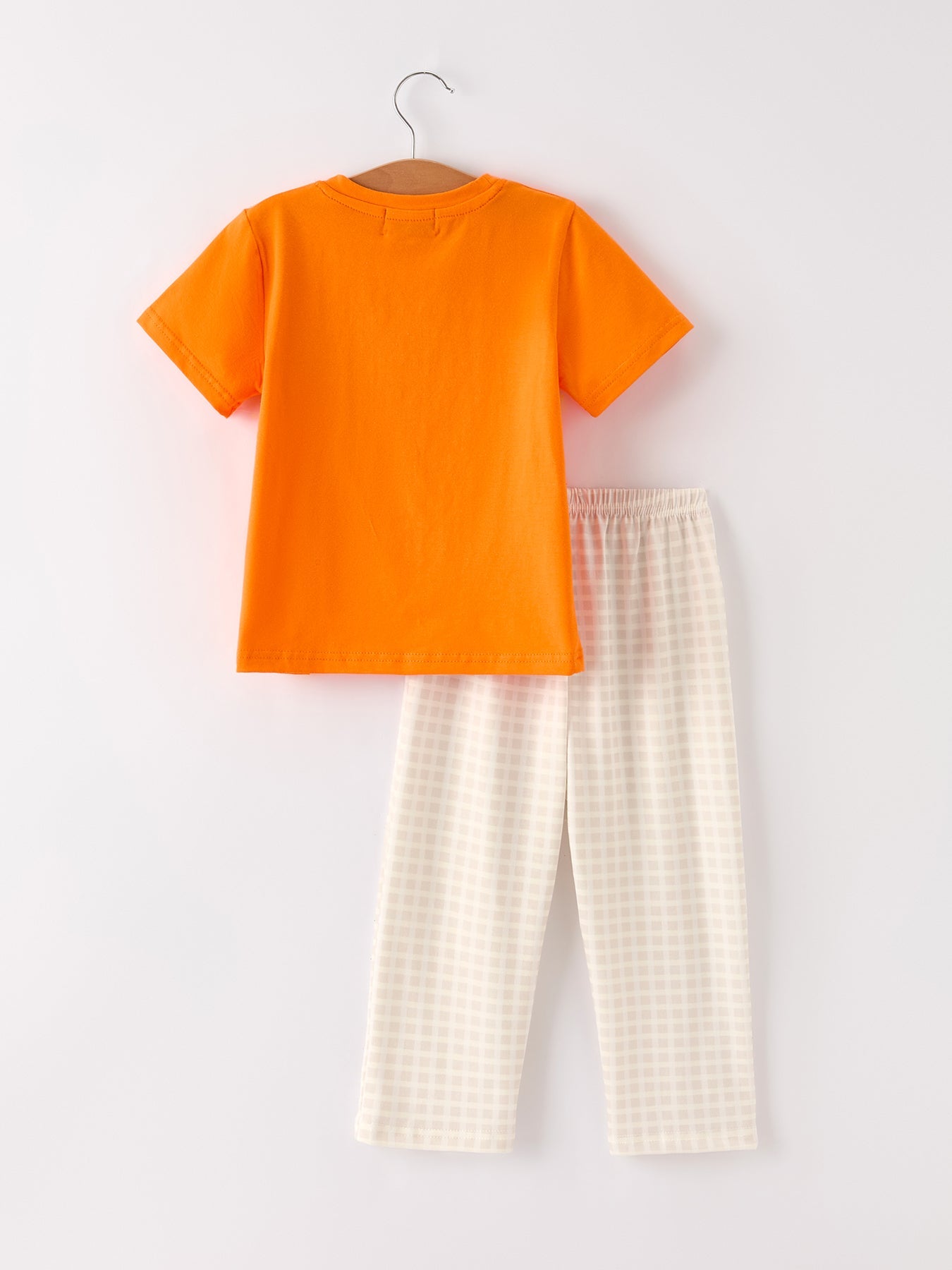 Fall Thanksgiving Apricot Plaid Turkey Embroidery Smocking Boys Set