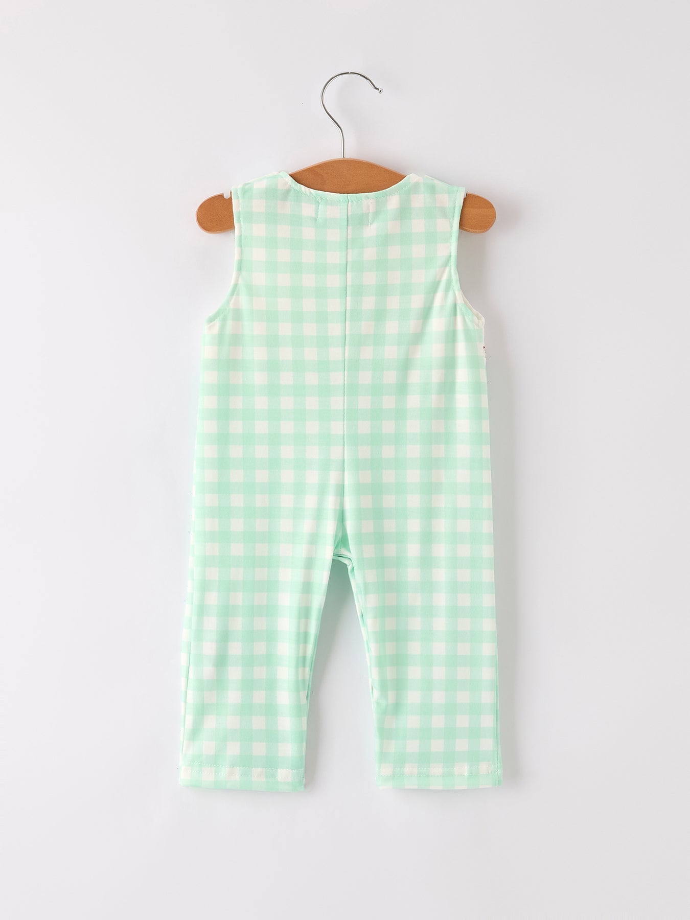 Fall Thanksgiving Green Chicken Smock Embroidered Plaid Baby Boys Romper