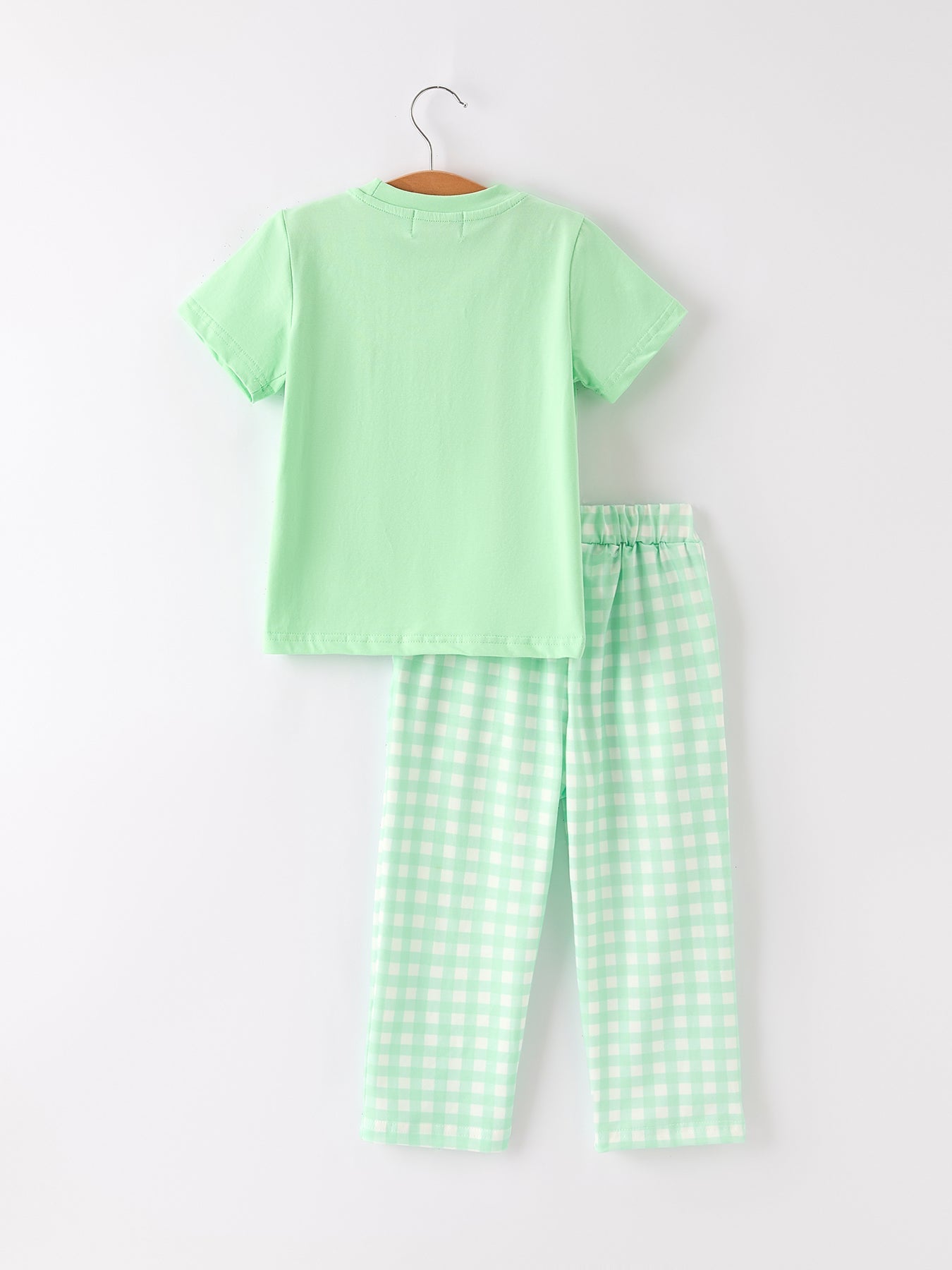 Fall Thanksgiving Green Chicken Smock Embroidered Plaid Boys Set