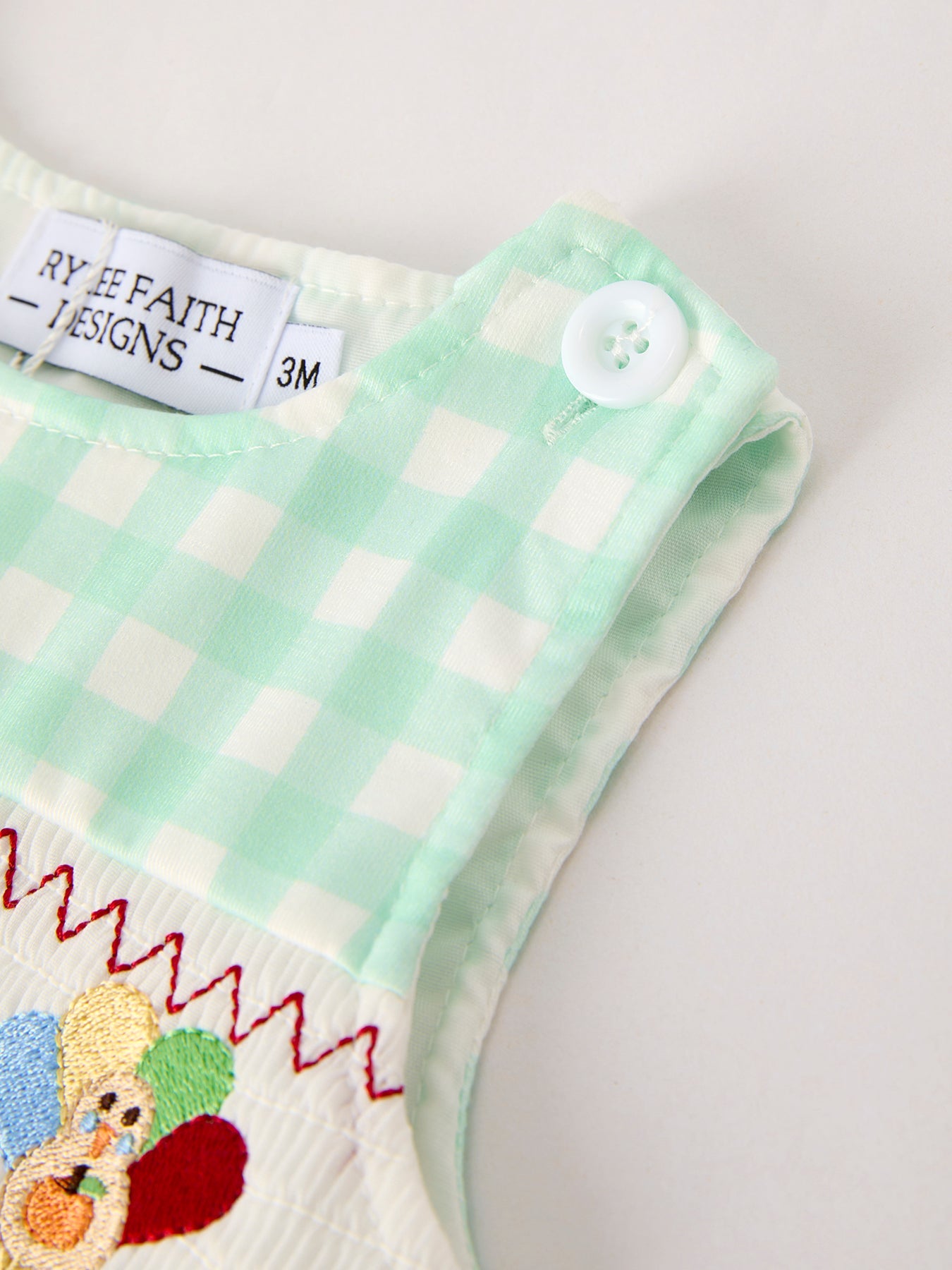 Fall Thanksgiving Green Chicken Smock Embroidered Plaid Baby Boys Romper