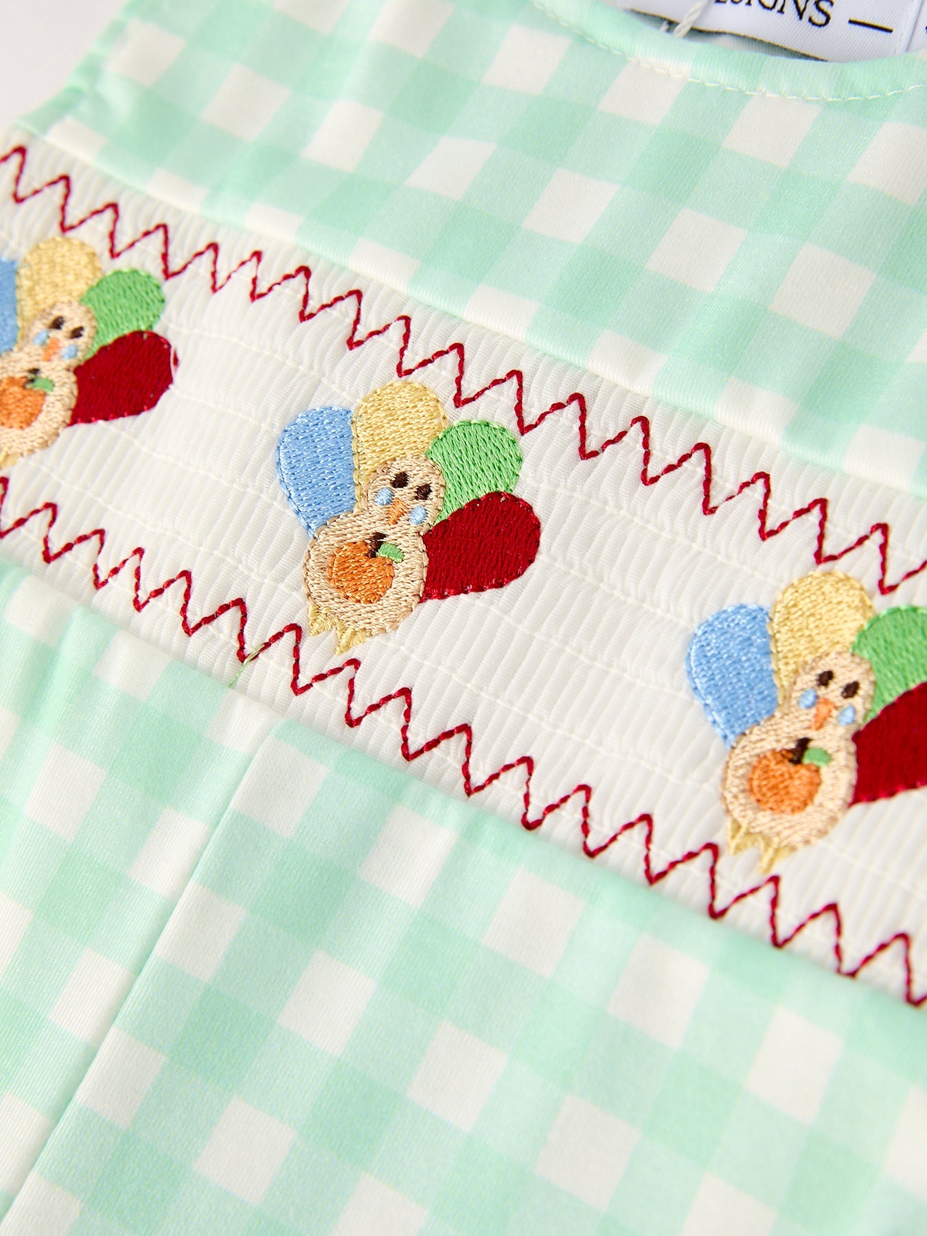 Fall Thanksgiving Green Chicken Smock Embroidered Plaid Baby Boys Romper
