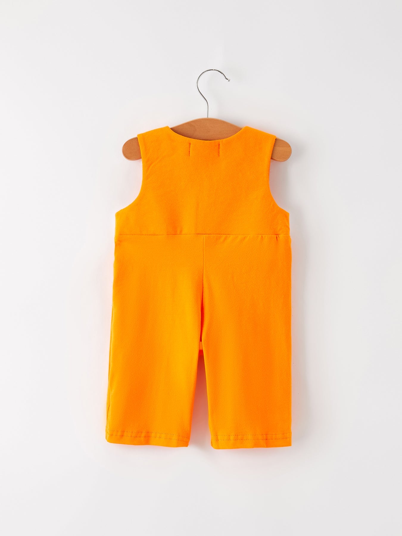 Fall Halloween Orange Embroidery Smocking Baby Boys Romper