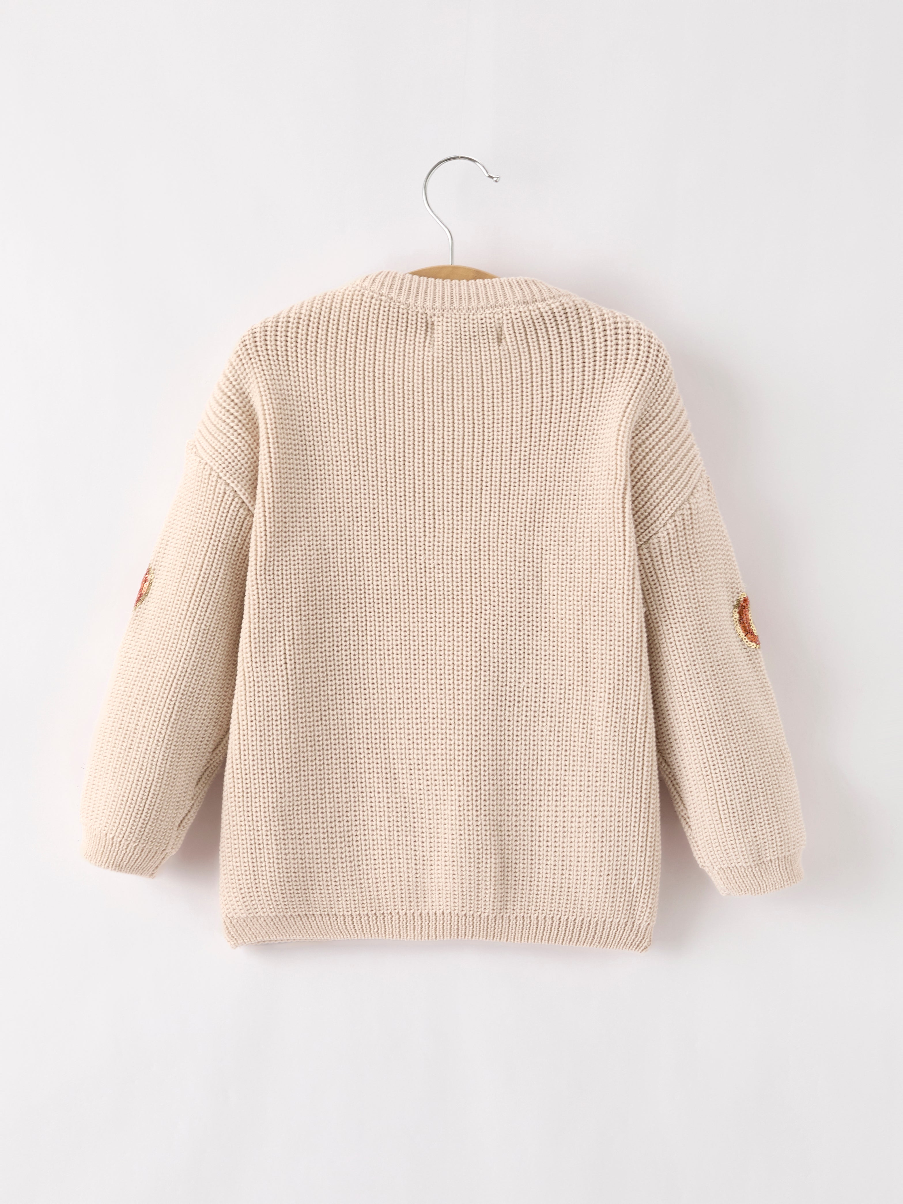 Thanksgiving Halloween Pumpkin Sequin Sweater – Beige, Perfect for Fall