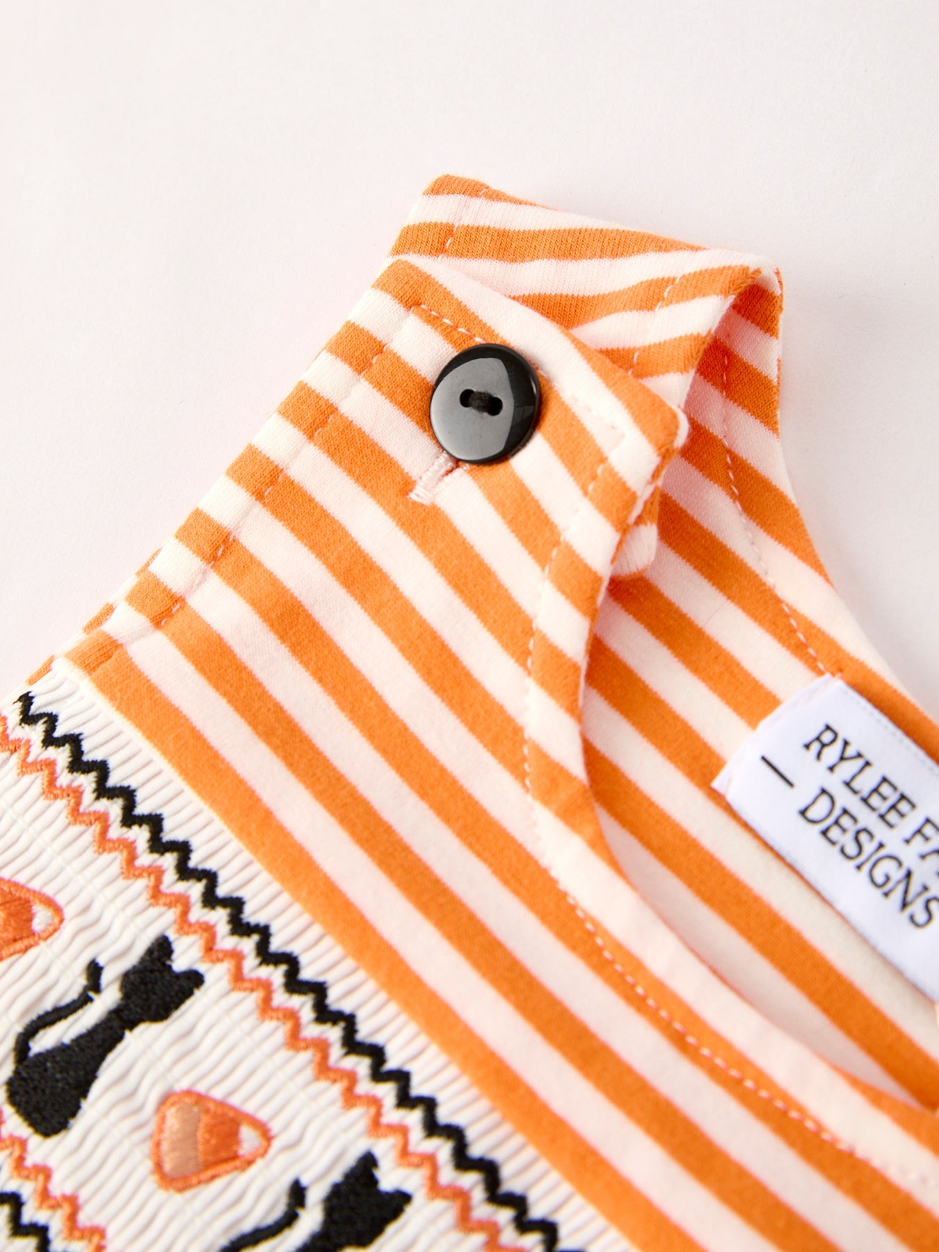 Halloween Striped Baby Boys Romper with Cat Smocking Embroidery –  Perfect for Fall