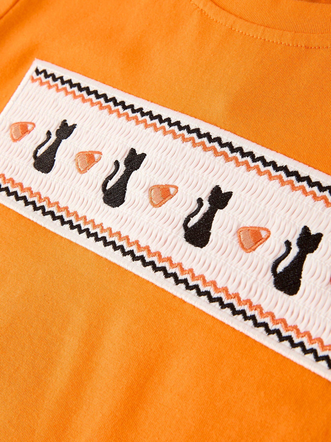 Halloween Striped Boy Set with Cat Smocking Embroidery –  Perfect for Fall