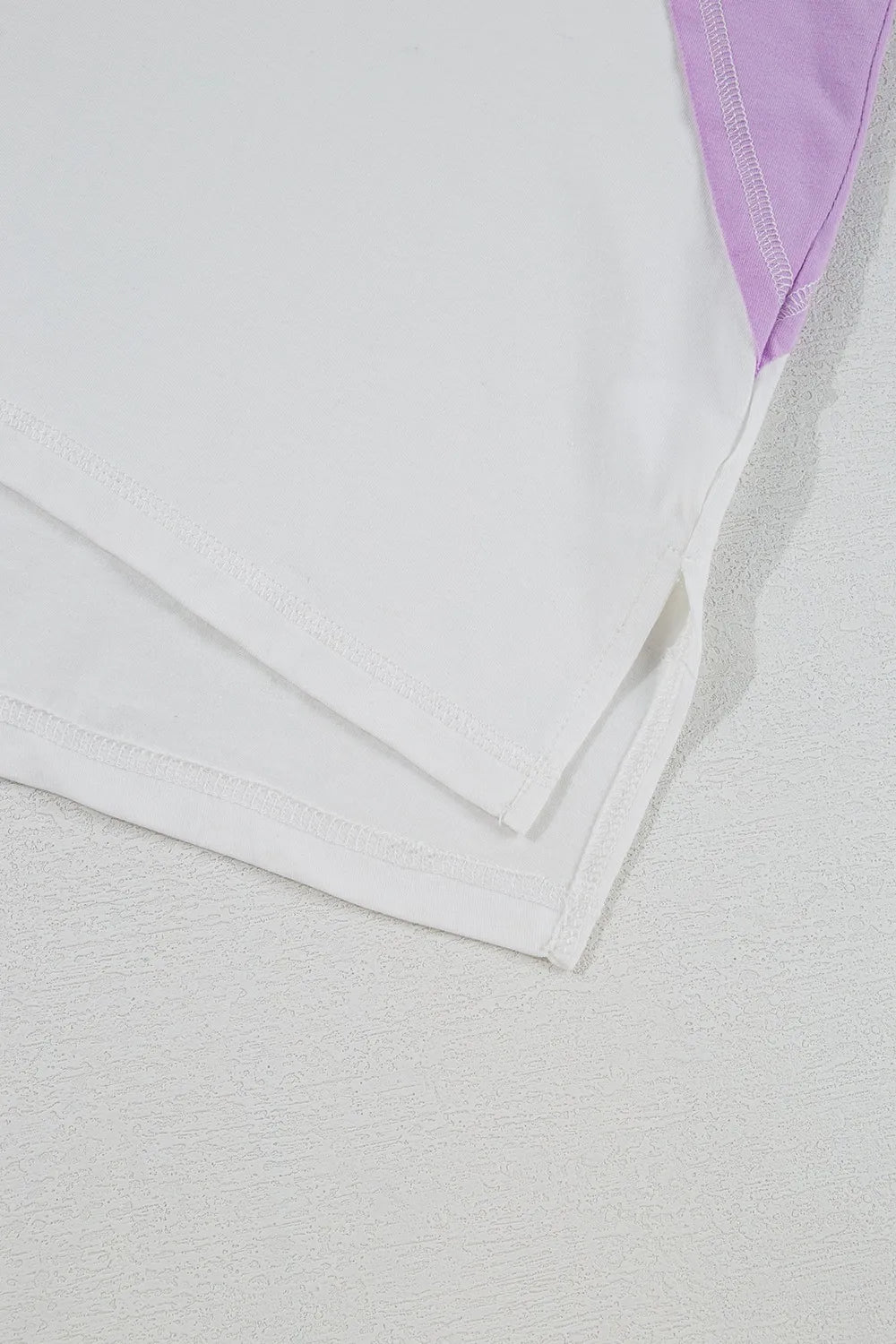 Color Block Patchwork V Neck Exposed Seam High Low T Shirt