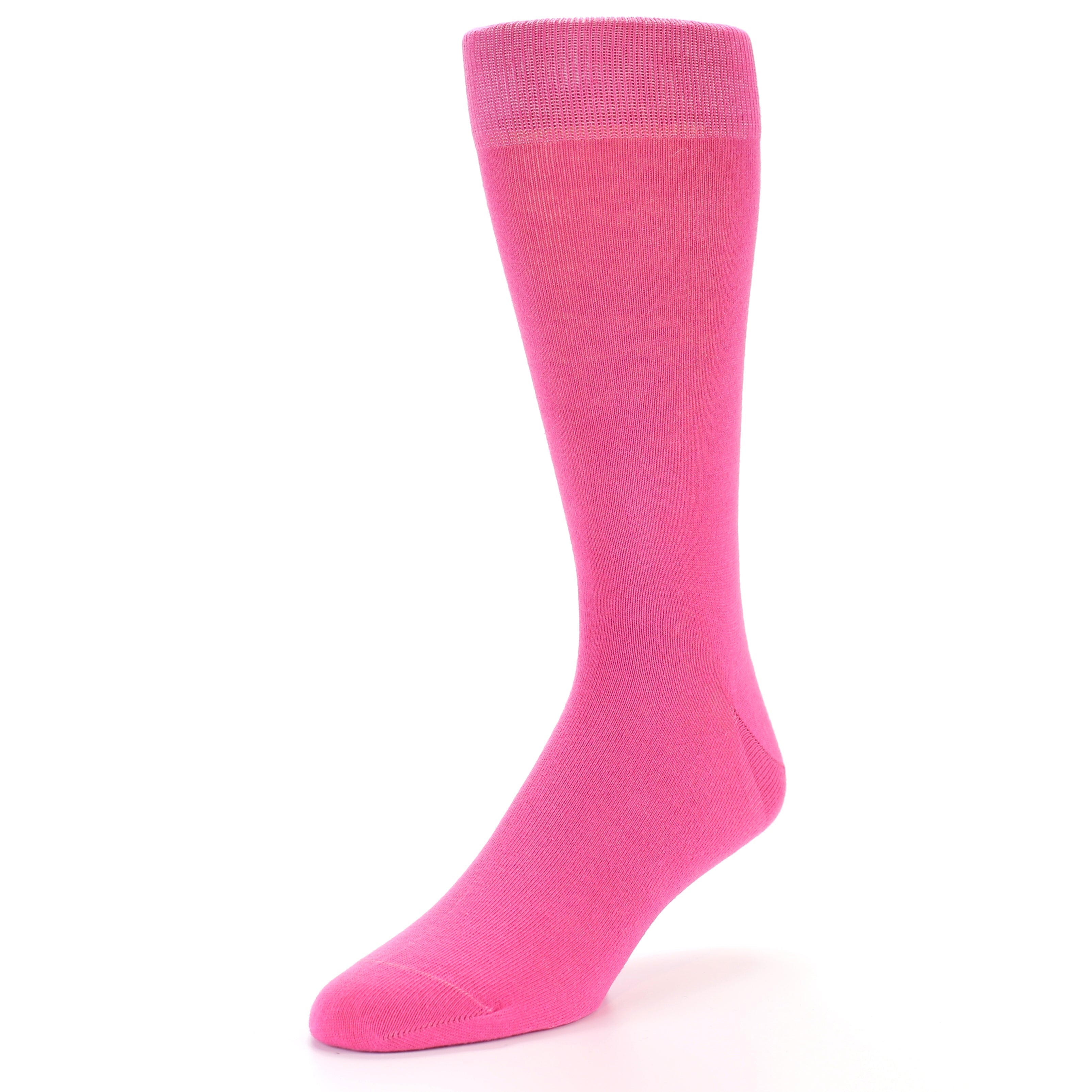 Hot Pink Solid Color Men's Dress Socks