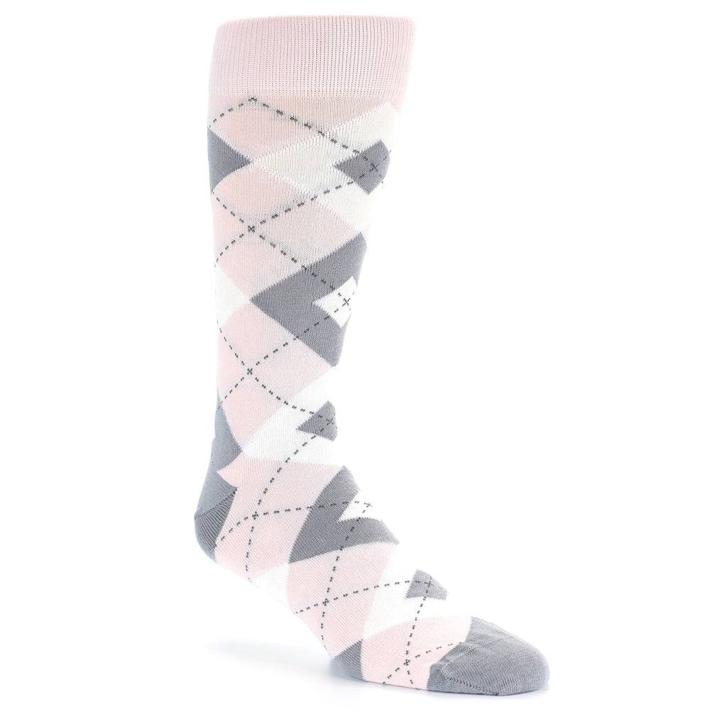 Petal Light Pink Gray Argyle Wedding Men's Dress Socks