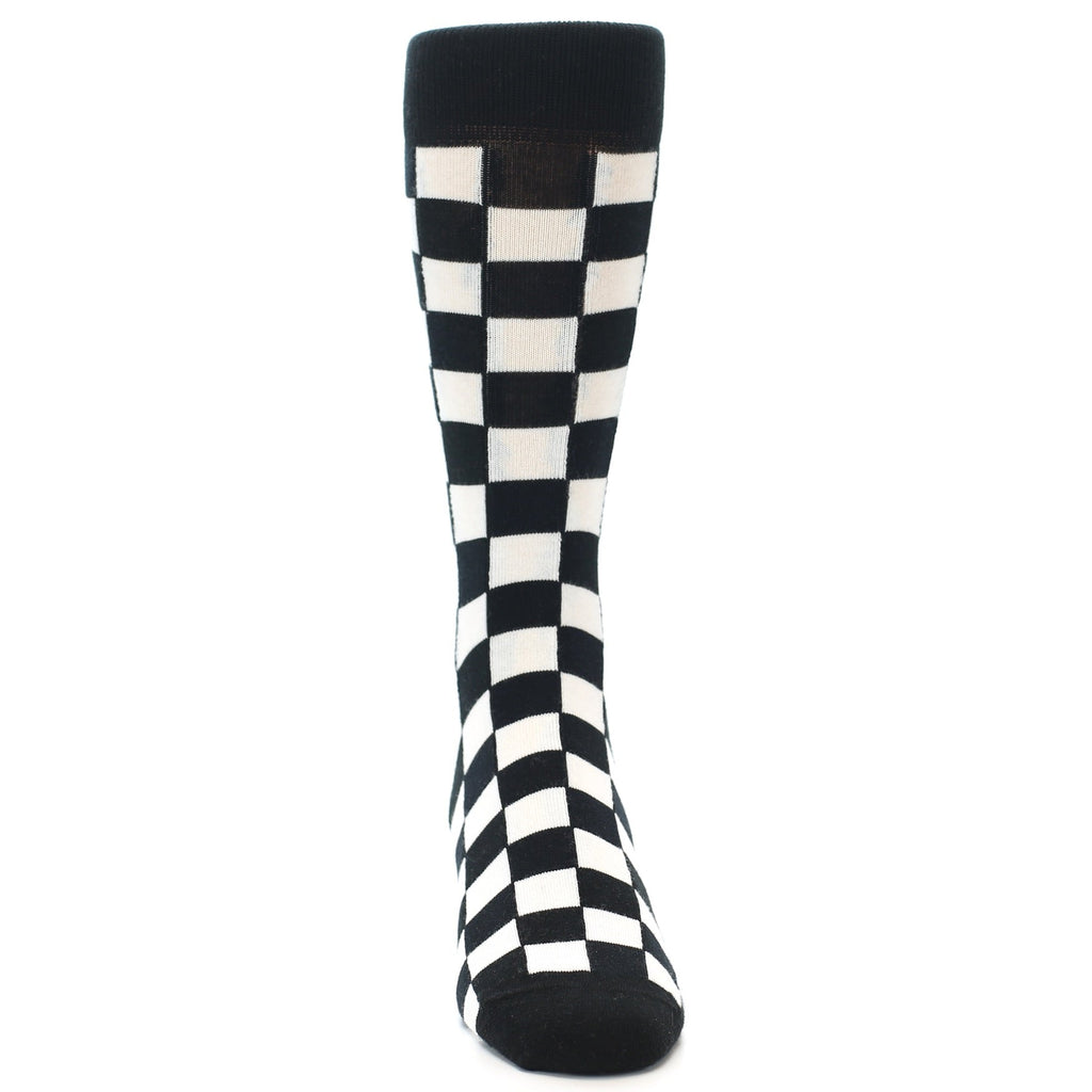 Black White Checkered Men's Dress Socks