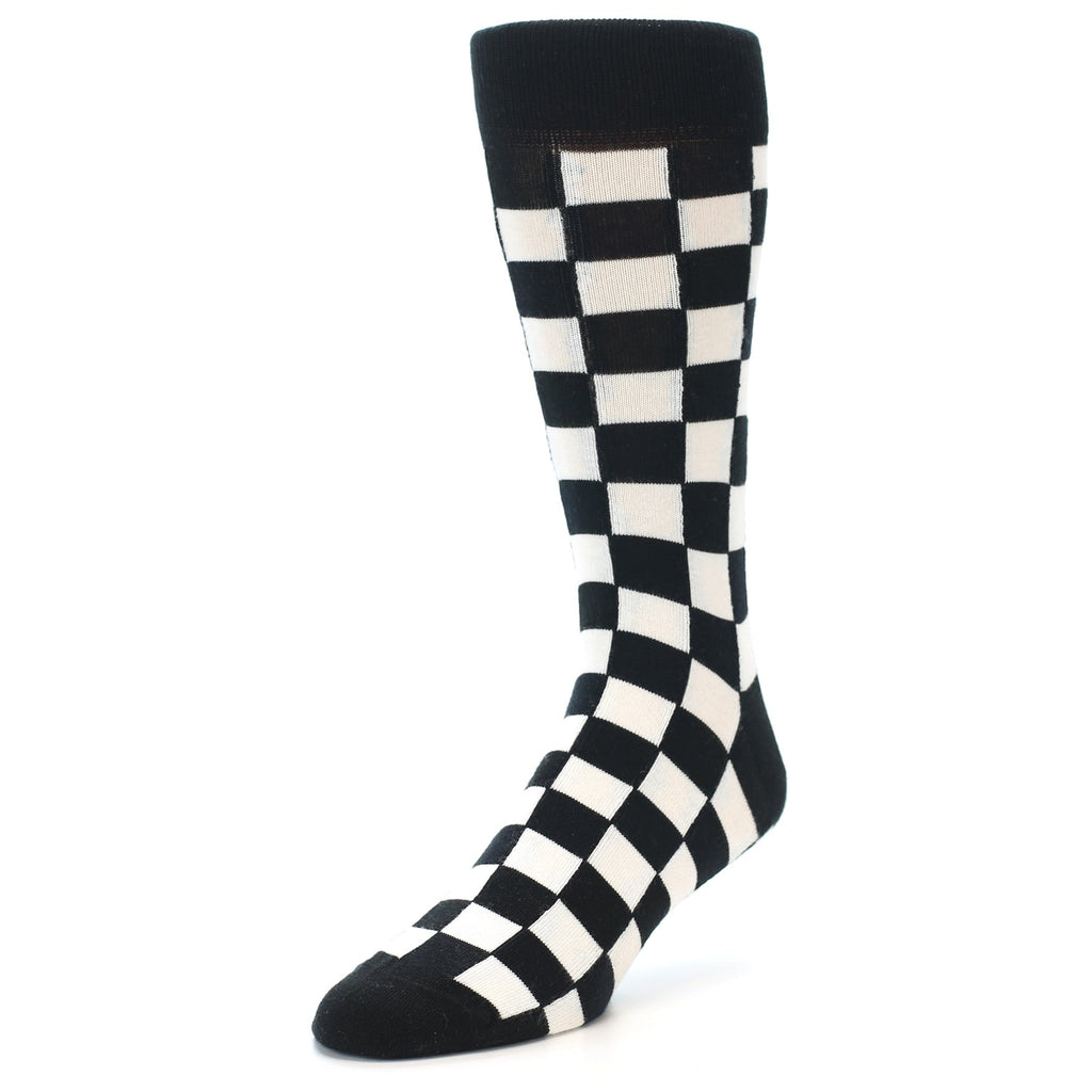 Black White Checkered Men's Dress Socks