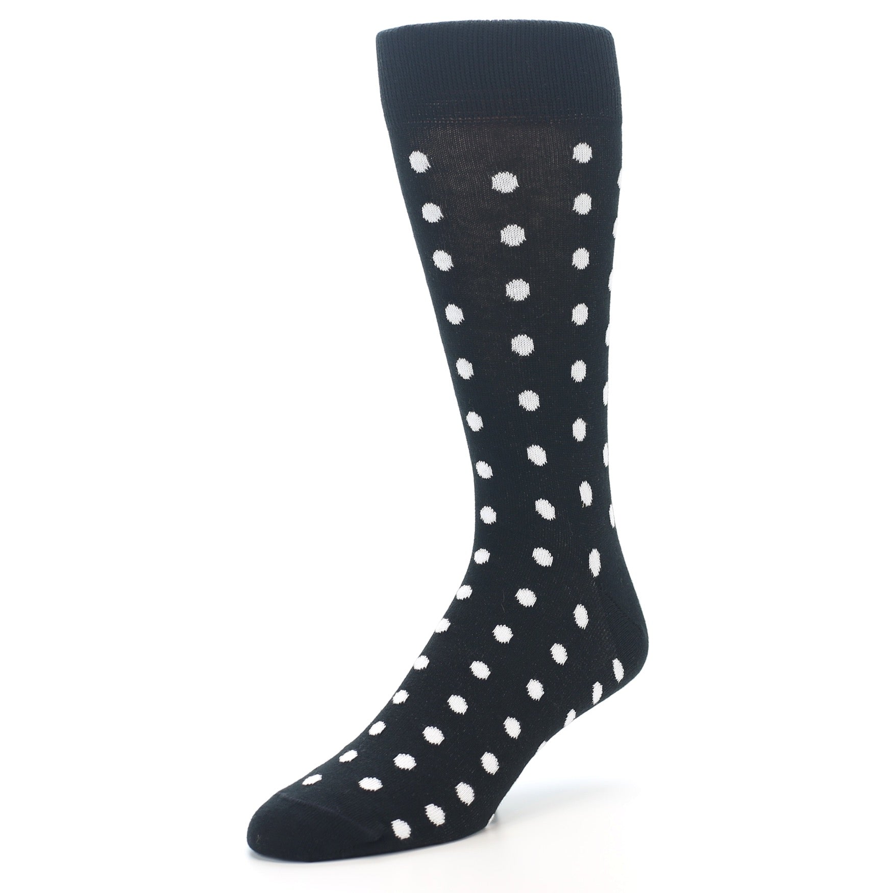 Black White Polka Dot Men’s Dress Socks