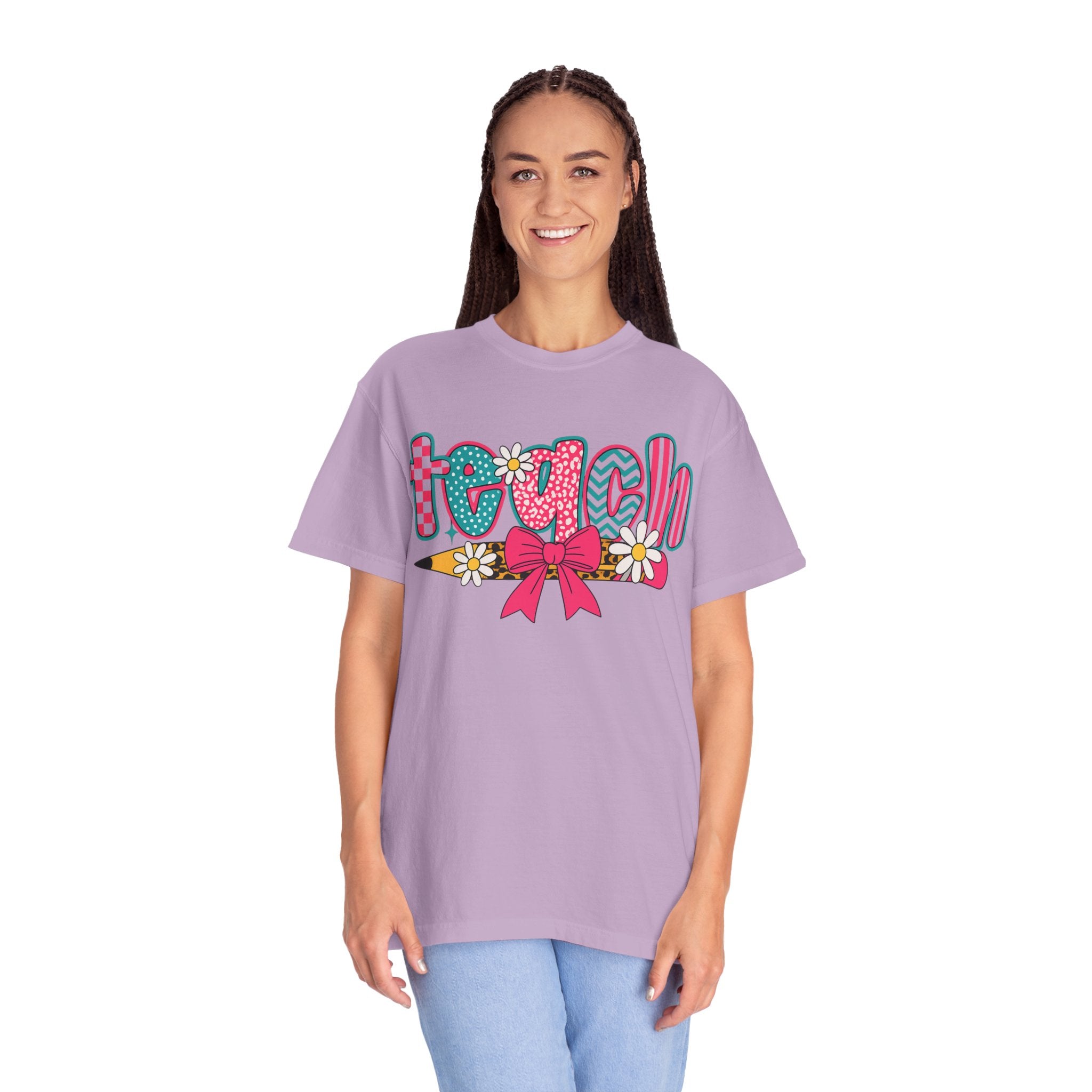 Coquette Pink and Blue Garment-Dyed T-shirt
