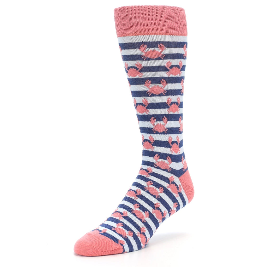 Blue Coral Crabs Wedding Men's Dress Socks