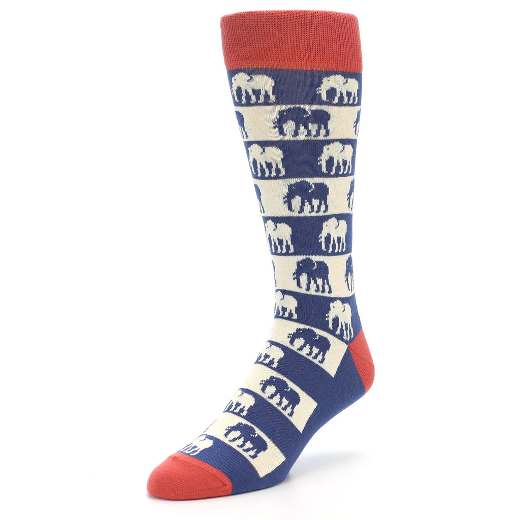 Blue Red Elephants Men's Dress Socks - Men's Size 8-12