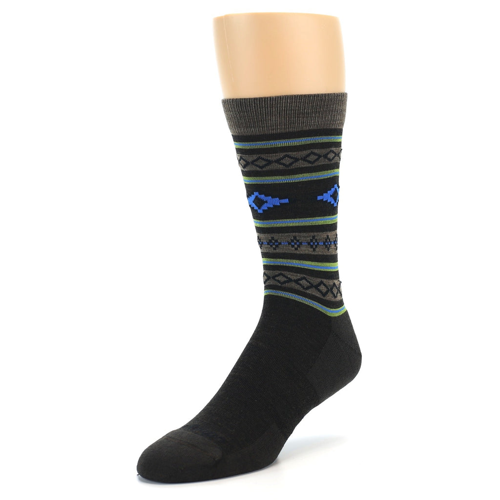 Brown Blue Lime Santa Fe Stripe Wool Men's Socks
