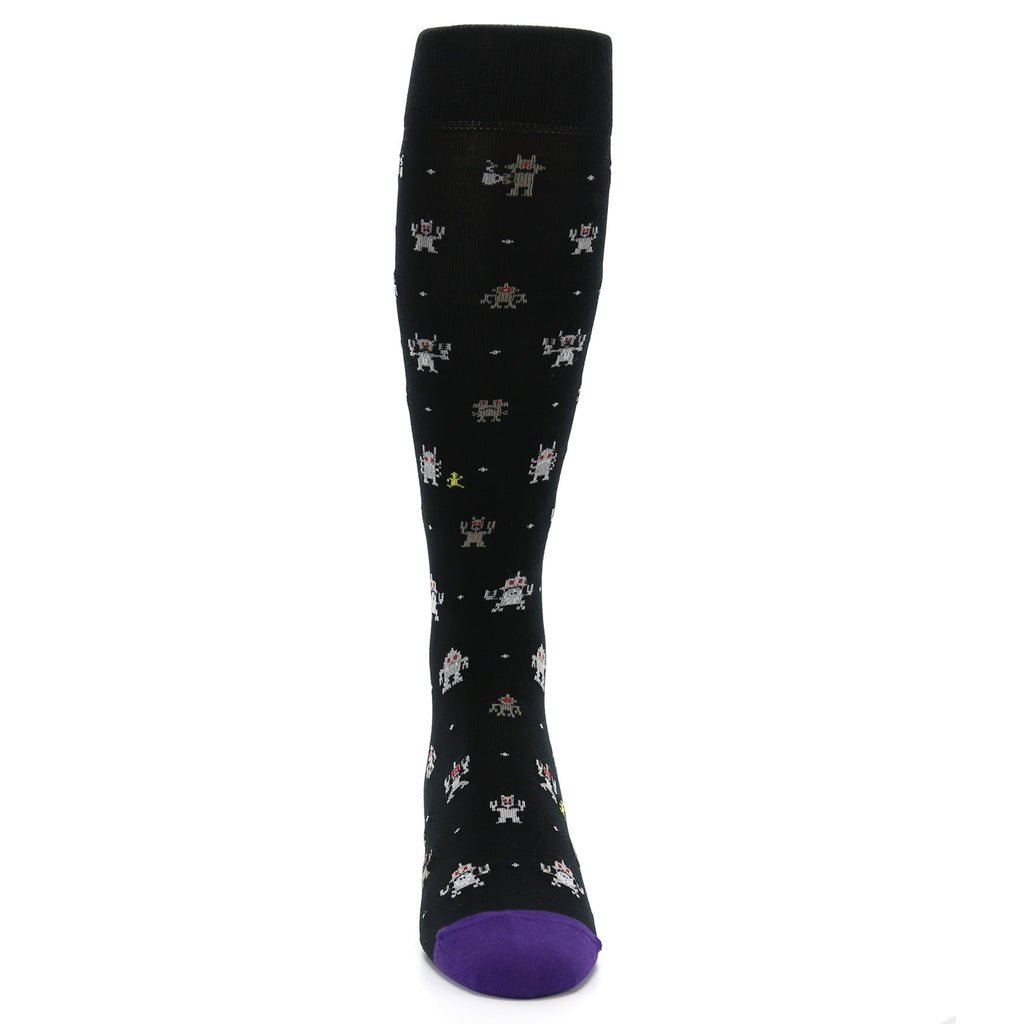 Black Robot Socks - Men's Over-the-Calf Dress Socks