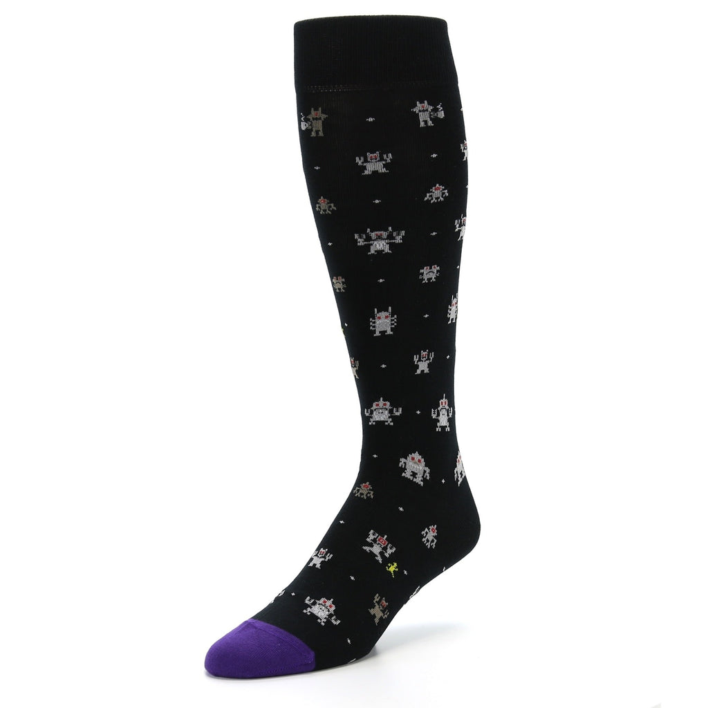 Black Robot Socks - Men's Over-the-Calf Dress Socks