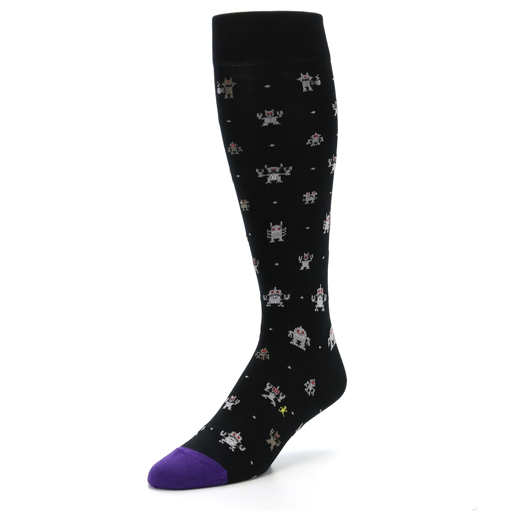 Black Robot Socks - Men's Over-the-Calf Dress Socks