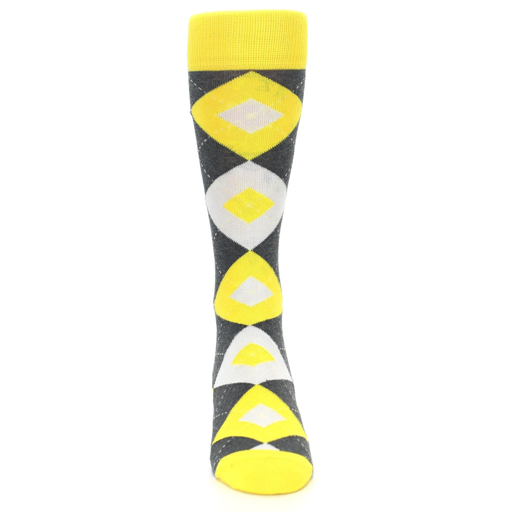 Daisy Gray Argyle Wedding Groomsmen Men’s Dress Socks