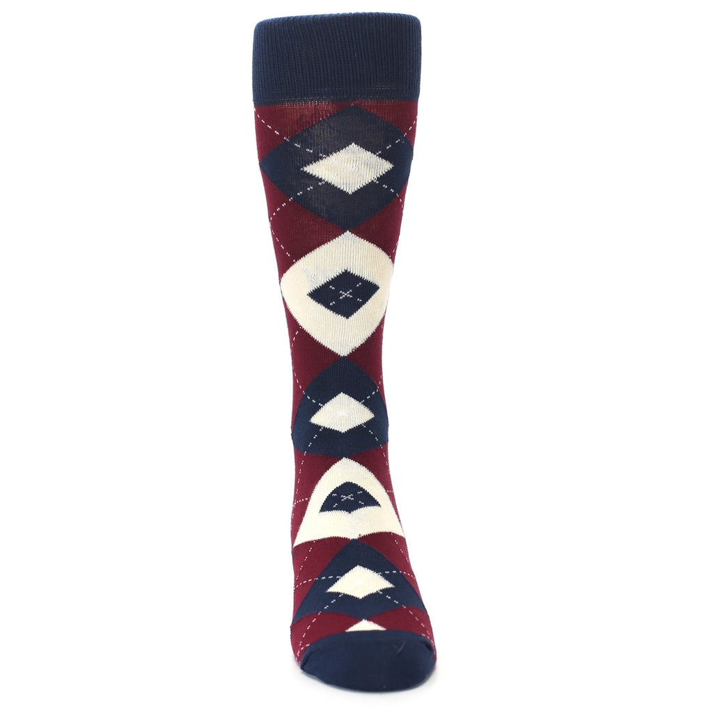Burgundy Navy Argyle Men's Dress Socks