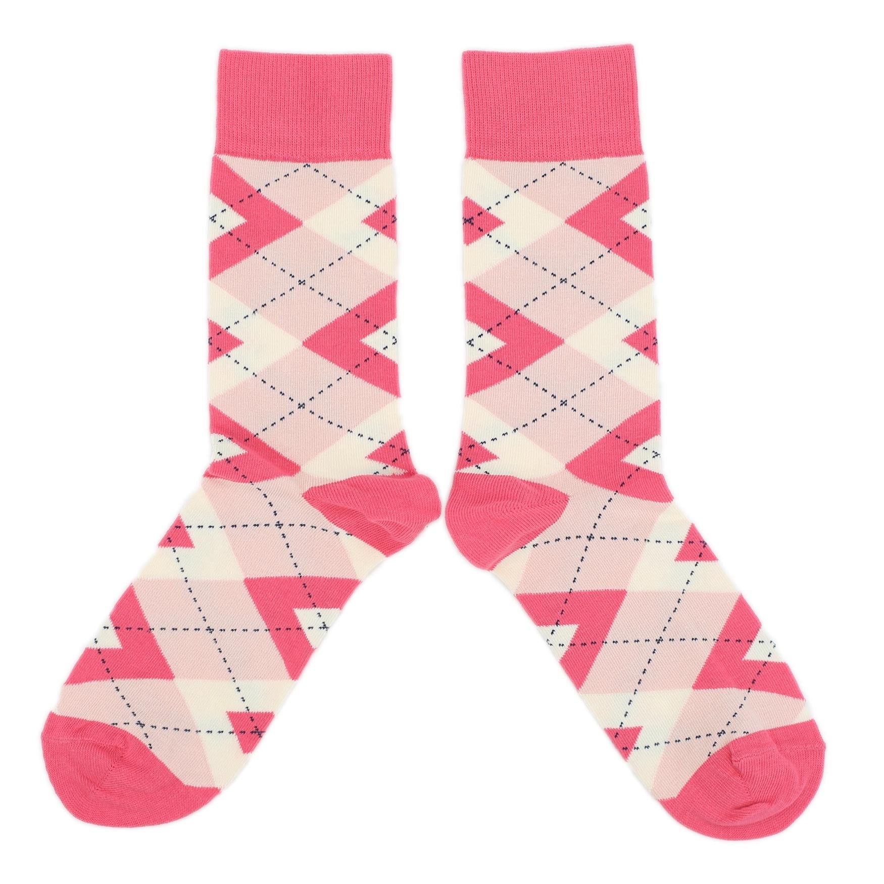 Guava Bellini Pink Argyle Wedding Groomsmen Men’s Dress Socks