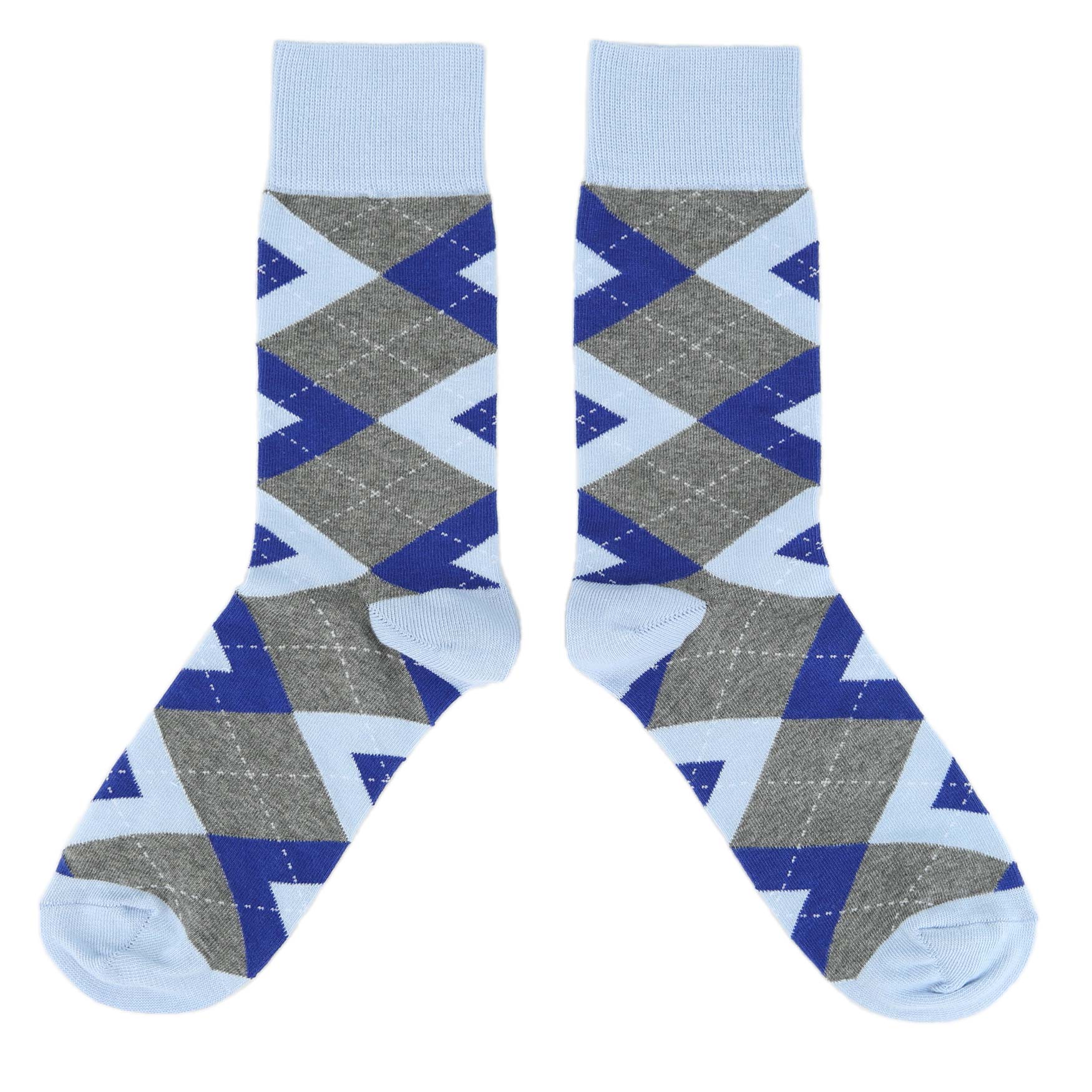 Ice Blue Cobalt Gray Argyle Men’s Dress Socks