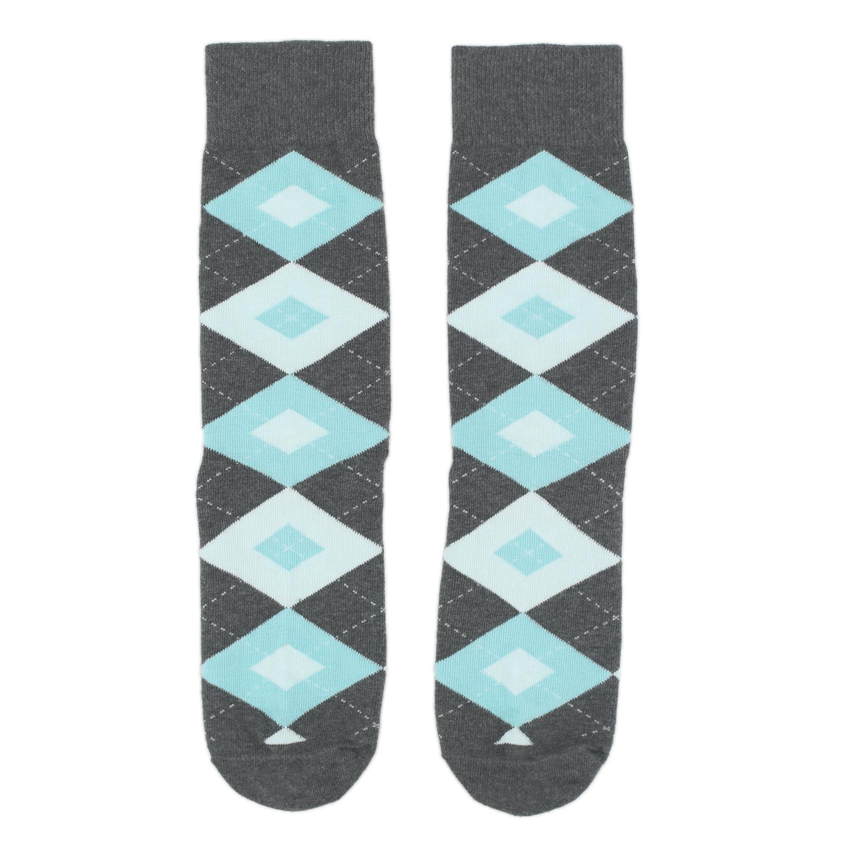 Pool Blue Gray Argyle Men’s Dress Socks