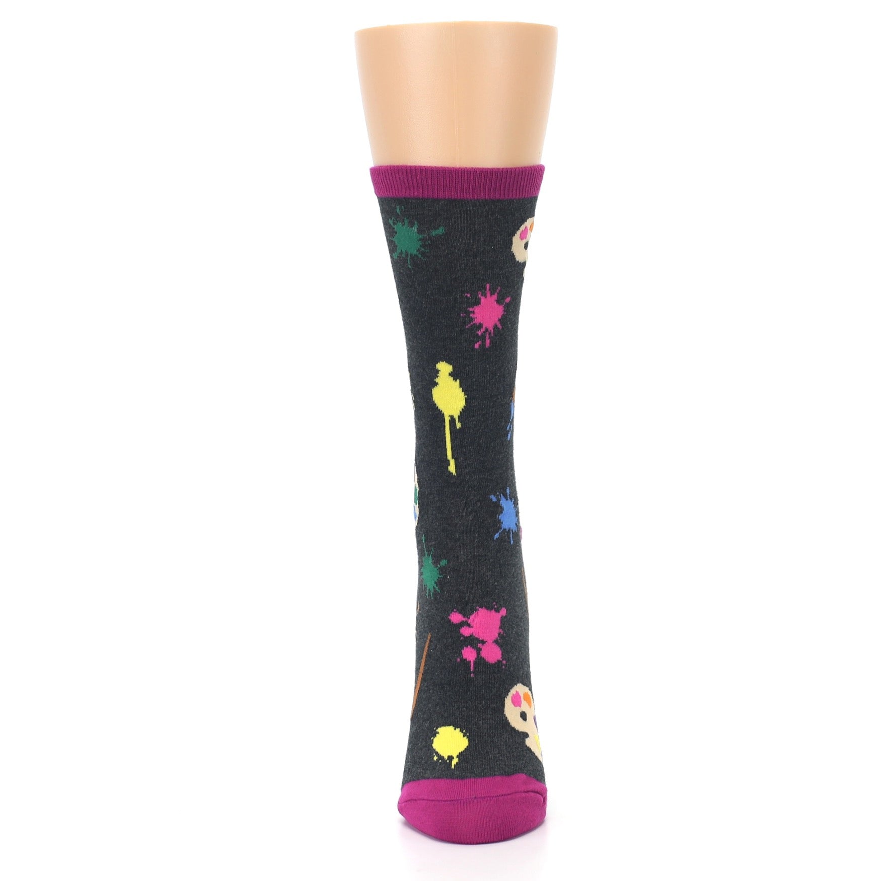 Charcoal Multi Artist Paint Socks - Women's Novelty Dress Socks