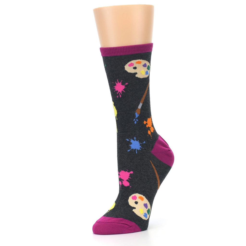 Charcoal Multi Artist Paint Socks - Women's Novelty Dress Socks
