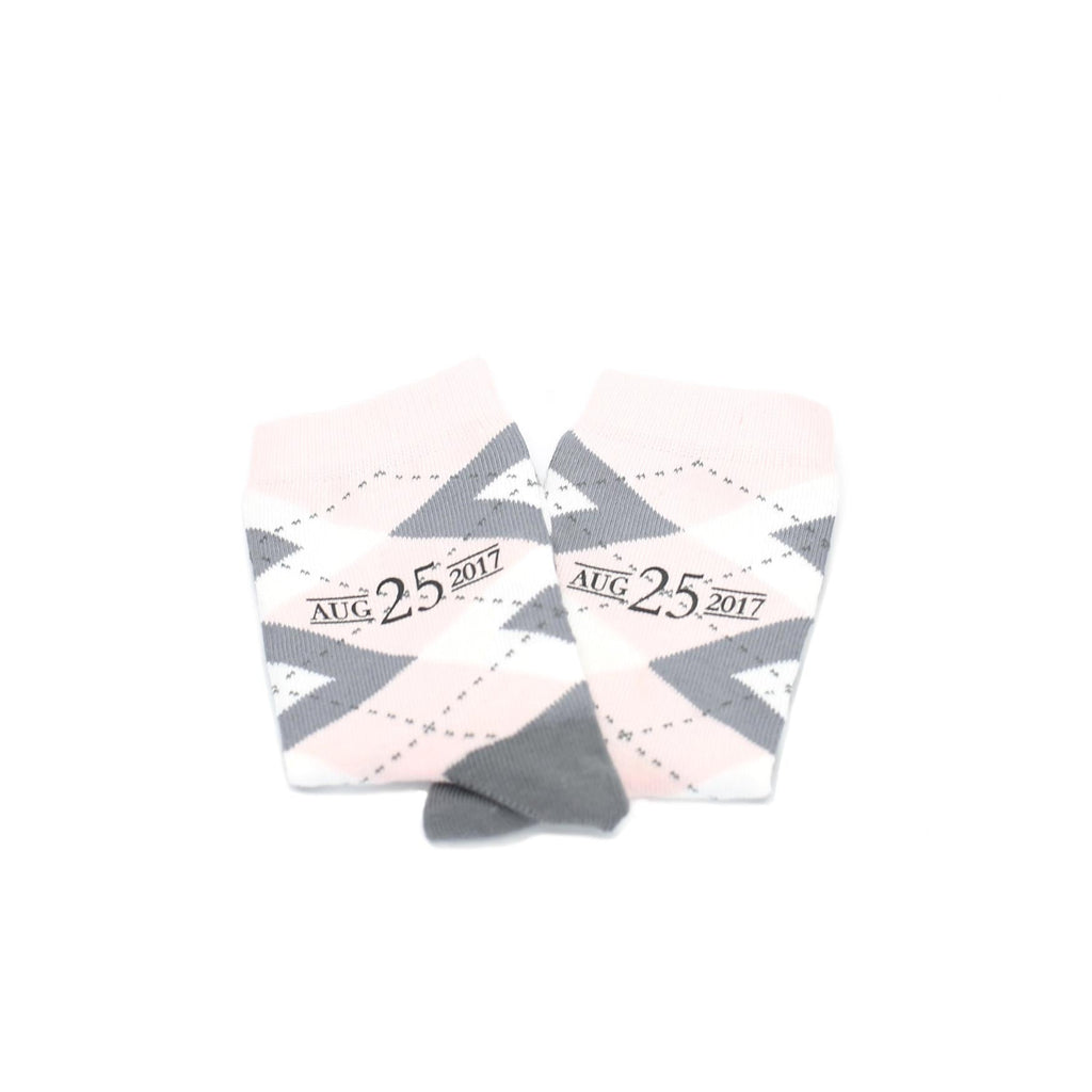 Petal Pink Gray Junior Groomsmen Kid's Dress Socks