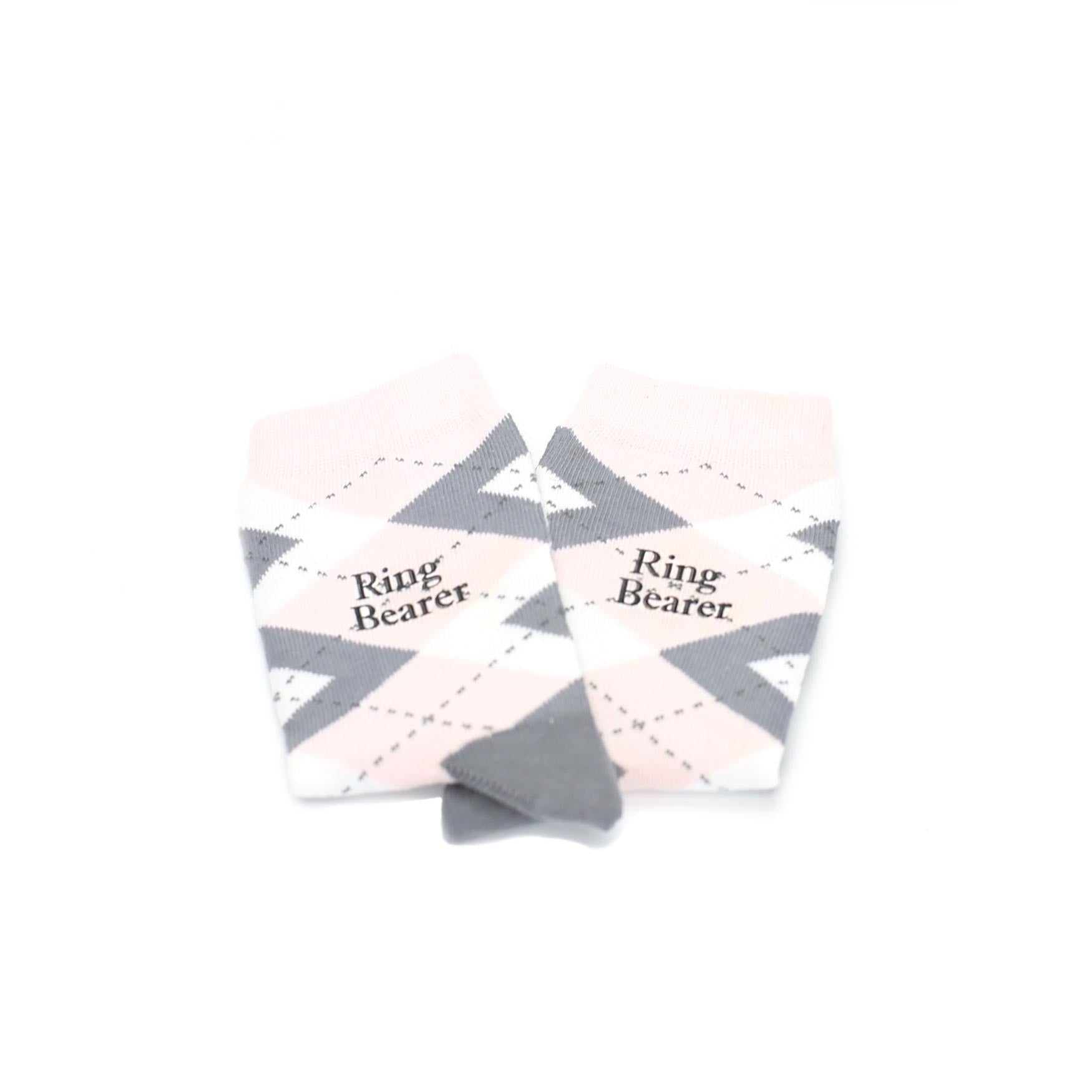 Petal Pink Gray Junior Groomsmen Kid's Dress Socks