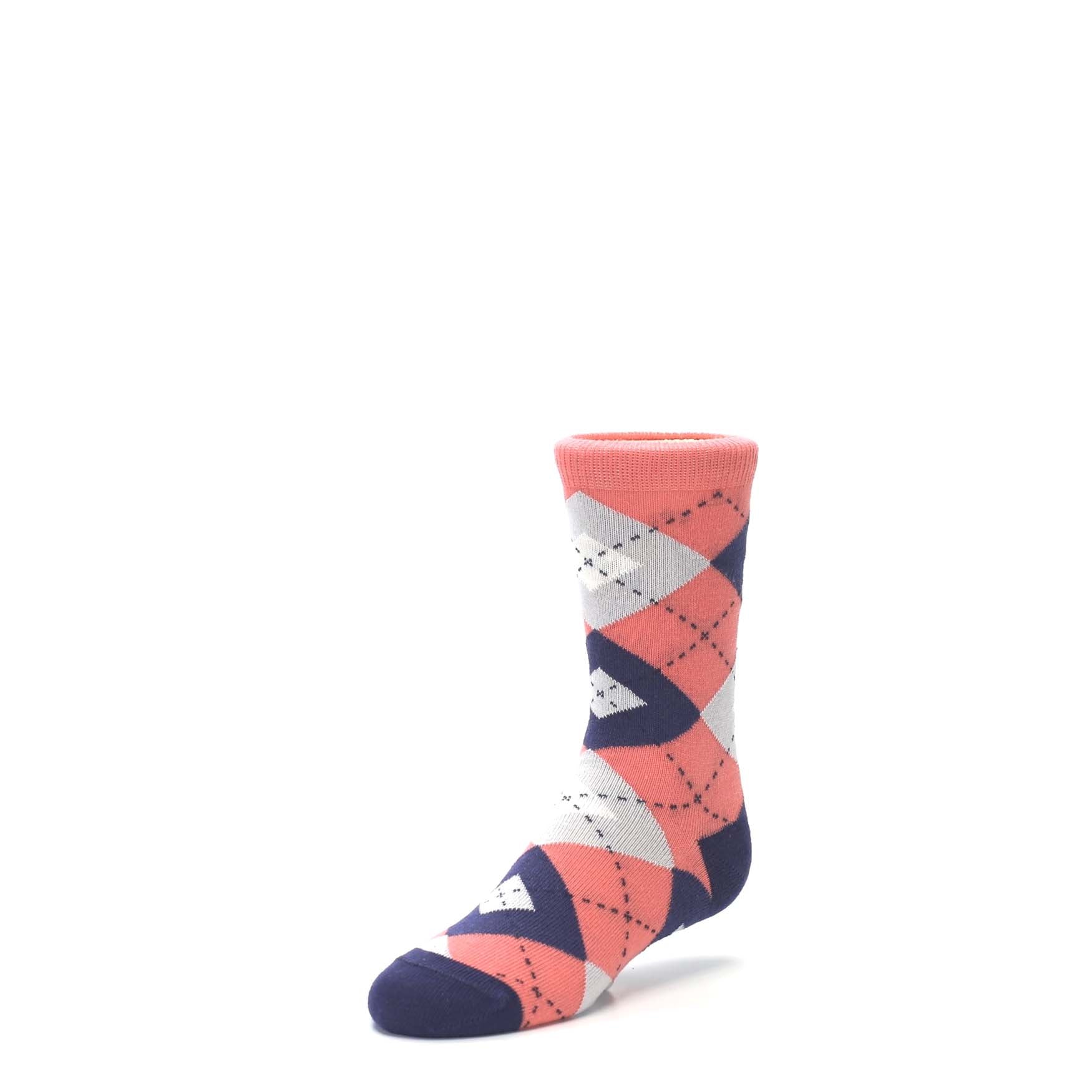 Coral Navy Junior Groomsmen Kid's Dress Socks