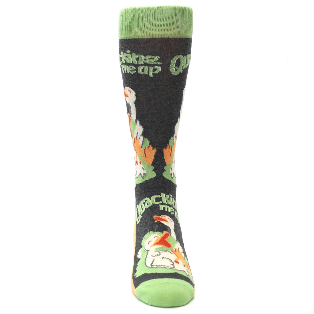 Green Ducks Quacking Me Up Men's Dress Socks