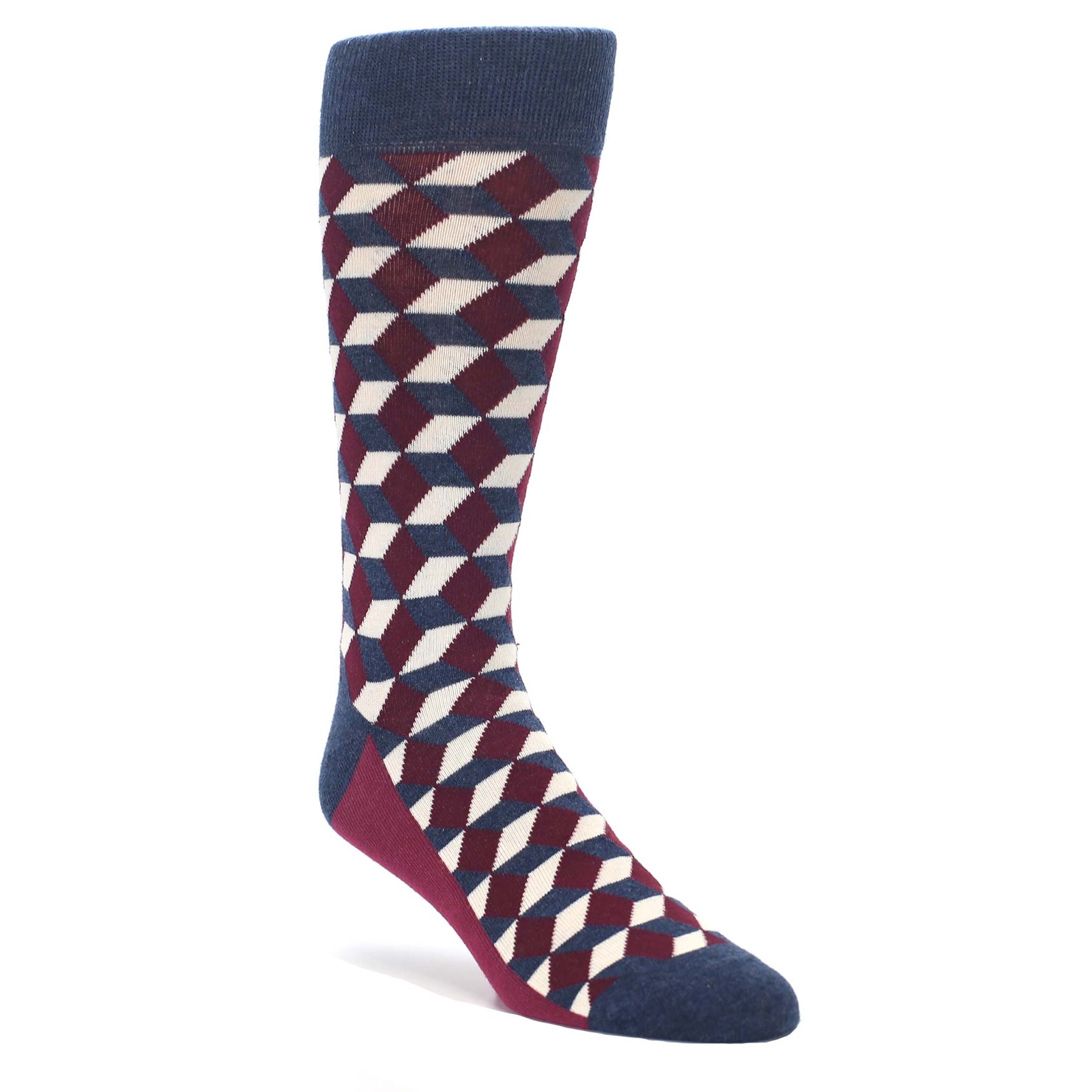 Burgundy Navy Beeline Optical Men's Dress Socks