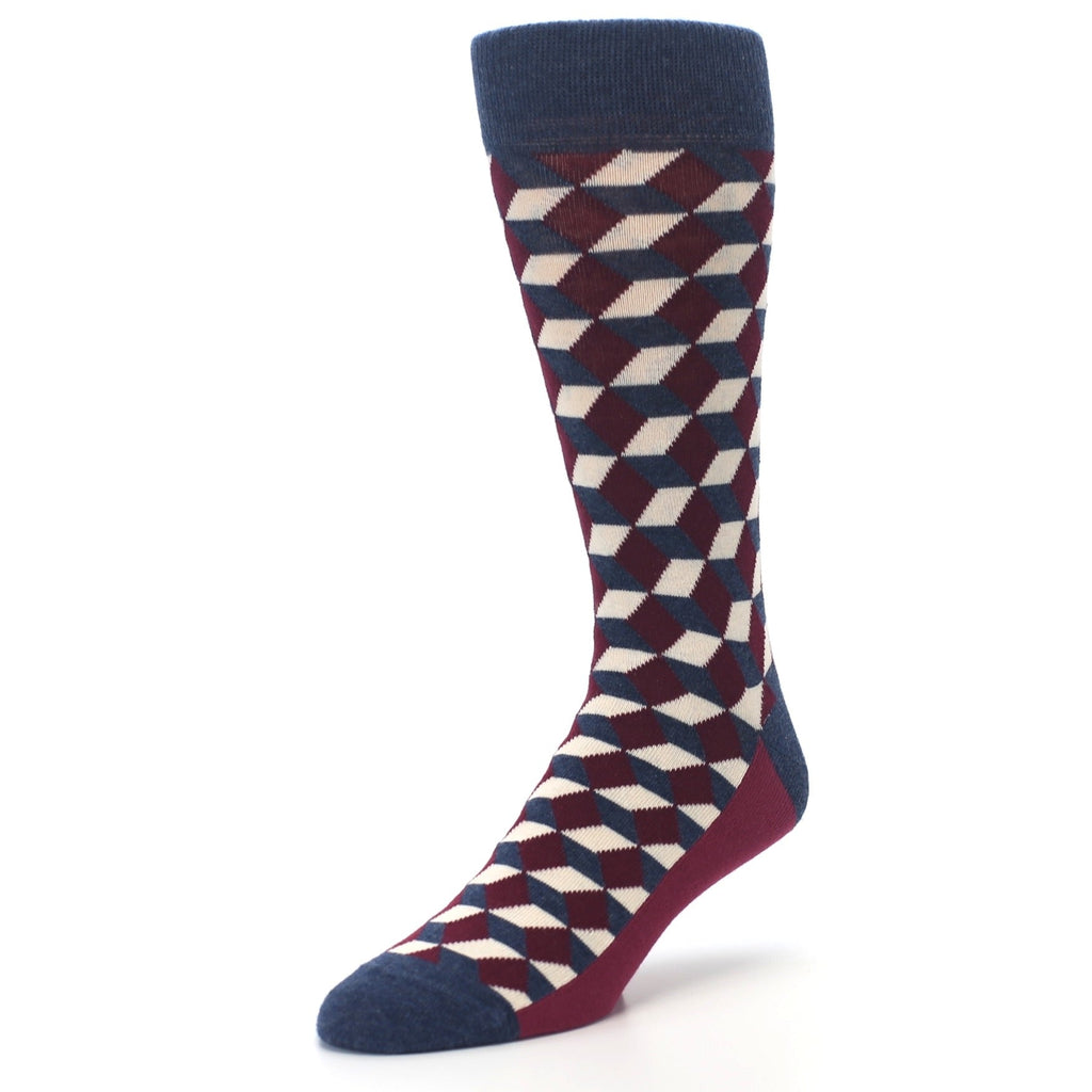 Burgundy Navy Beeline Optical Men's Dress Socks