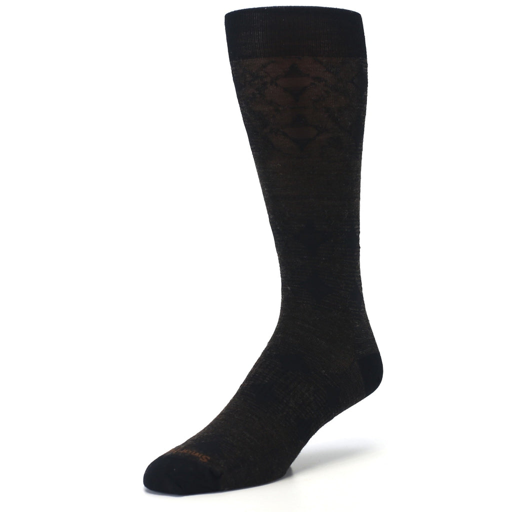 Chestnut Black Agano Diamond Wool Socks - Men's Casual Socks