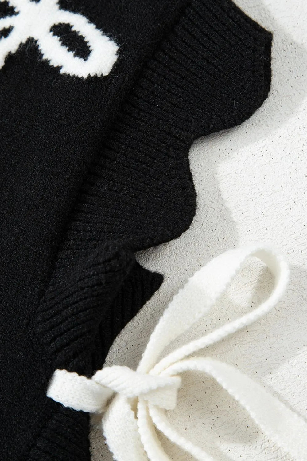 Bow Side Ties Scalloped Hem Cap Sleeve Sweater